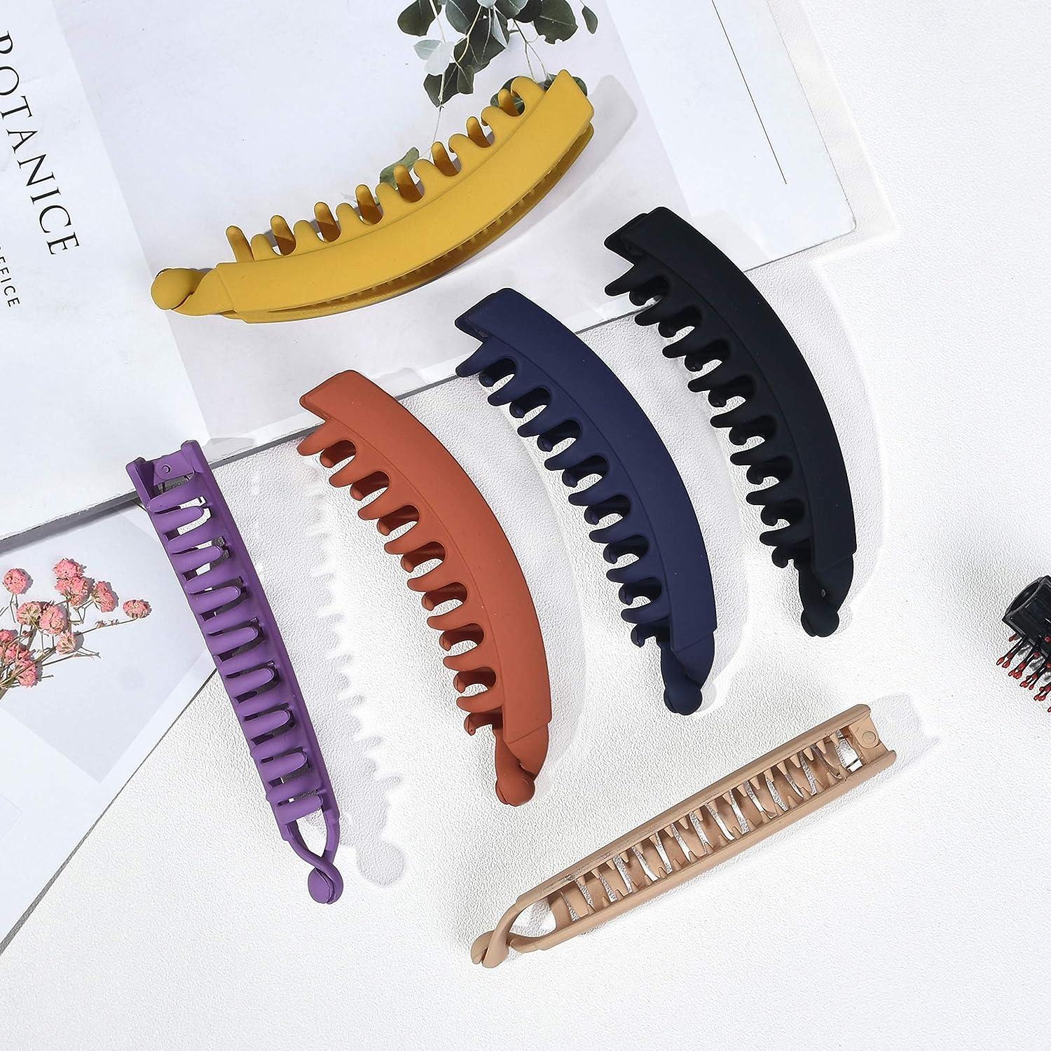 6 Pieces Large Banana Clips Big Banana Hair Clips for Thick hair Non-slip  Ponytail Holder Clip for Women and Girls 6 Colors 6 Mix Colors