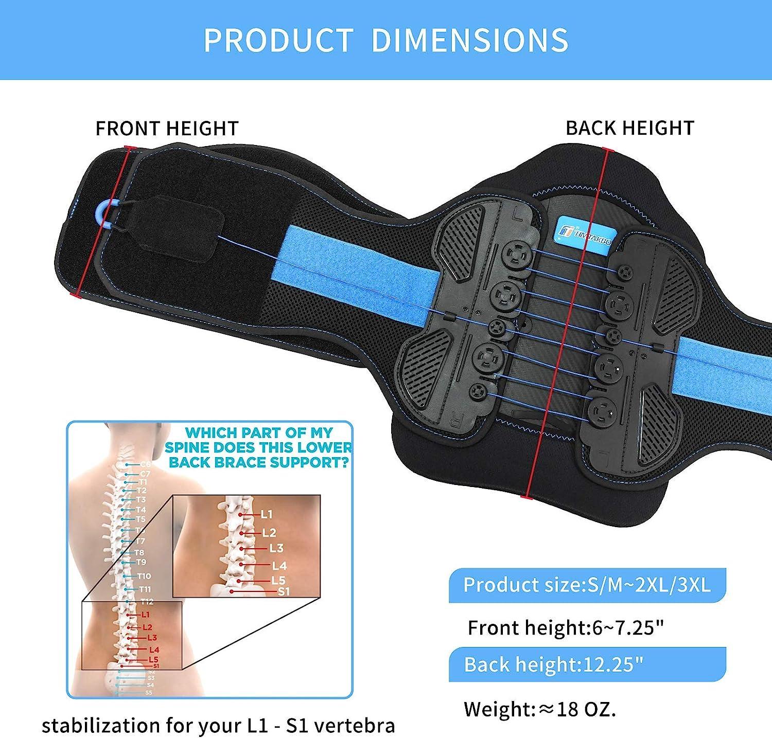 LSO Back Brace with Maximum Decompression Plate&Adjustable Arch Back Support  Dual Pulley System Lumbar Support Belt for Herniated Disc Pain Relief Spine  Stenosis Sciatica Scoliosis(L/XL fit belly 35-47) Black/Blue Larg