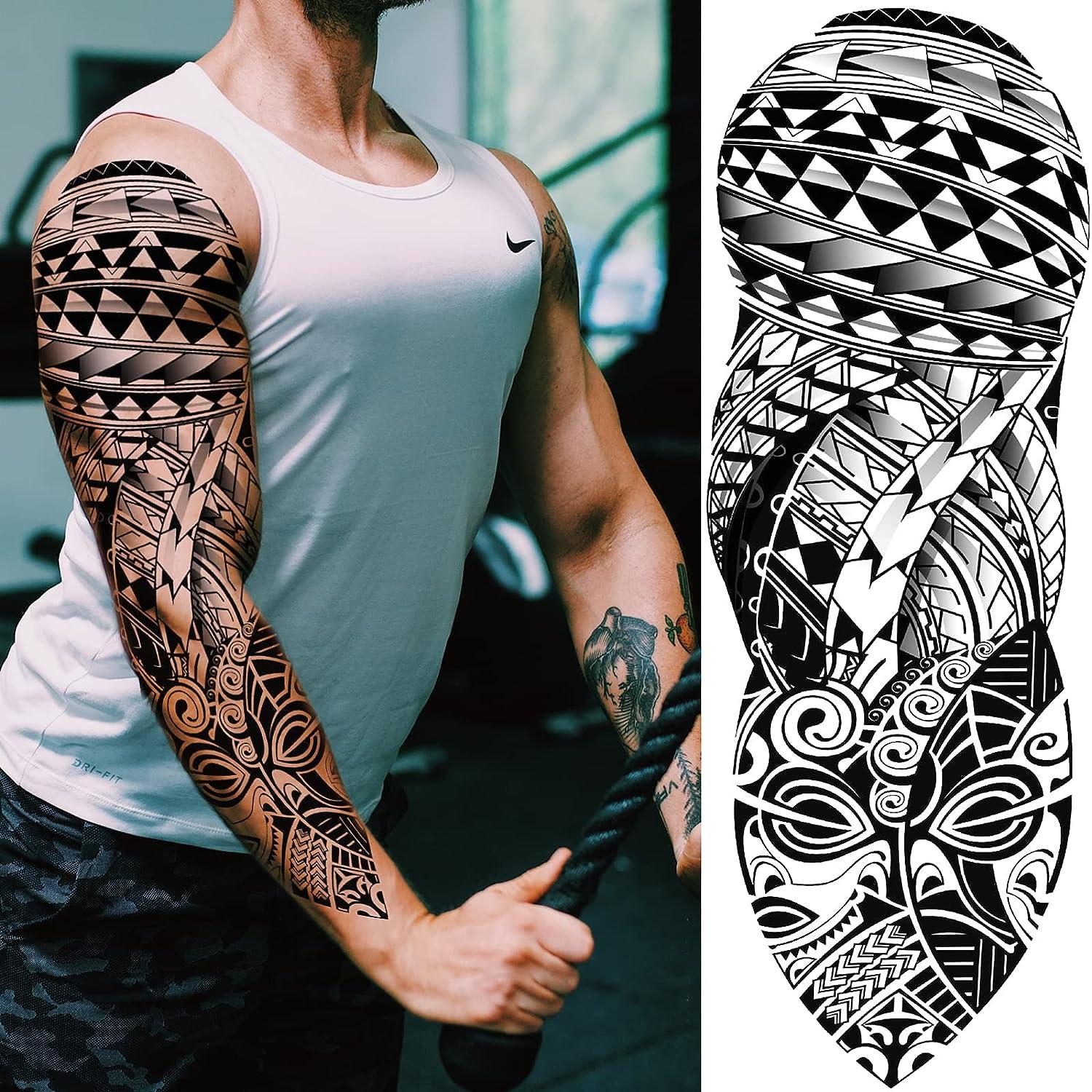 Premium Vector  Polynesian style tattoo design with mask maori tribal style  tattoo pattern fit for a leg