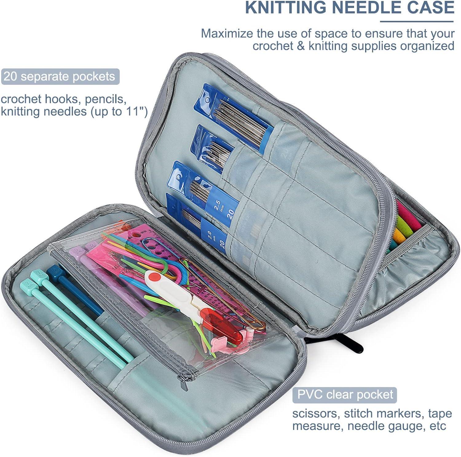 Aeelike Knitting Needle Case Crochet Hook Organizer for