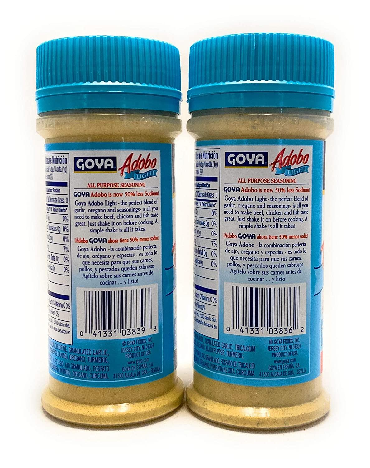 Goya Adobo Less Sodium All Purpose Seasoning Bundle With And Without Pepper