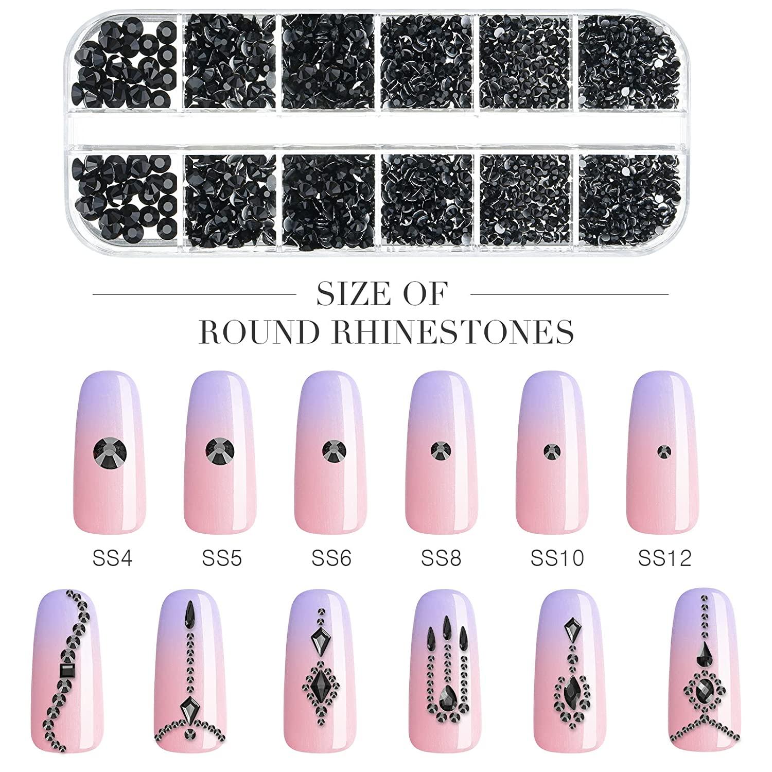 Nail Art Rhinestones Kit HUETFAT 120Pcs Multi Shapes Glass Crystal Ab nail  Stones Nail Jewels + Flatback Nail Gems Rhinestones for Nails 2400Pcs With  Pick Up Tweezer and Wax Pencil (120+2400pcs)