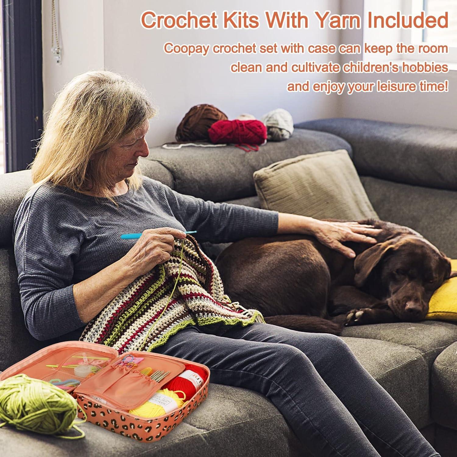 58 Pcs Crochet Set Kit, Crochet Kit for Beginners Adults, Travel Crochet  Hook Case, Including Different Crochet Hooks and 5 Color Yarn Balls,  Knitting