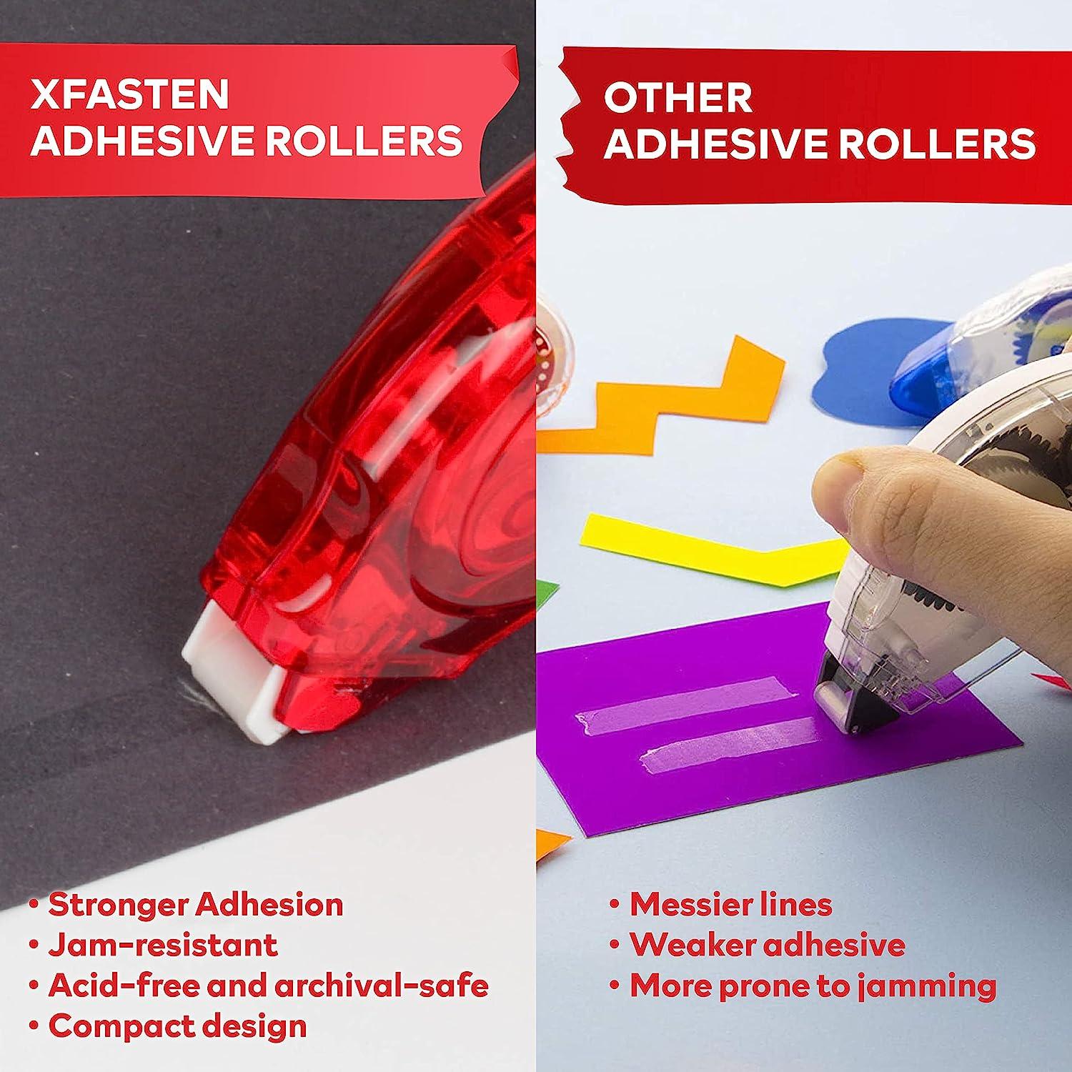 XFasten Adhesive Roller for Scrapbooking, 8mm x 30ft 4-Pack Double Sided  Glue Tape Roller, Scrapbook Supplies for Adults, Photo Tape for Scrapbooking  4-Pack, 0.3-inch by 360-Inch Red Shell (Clear Tape)