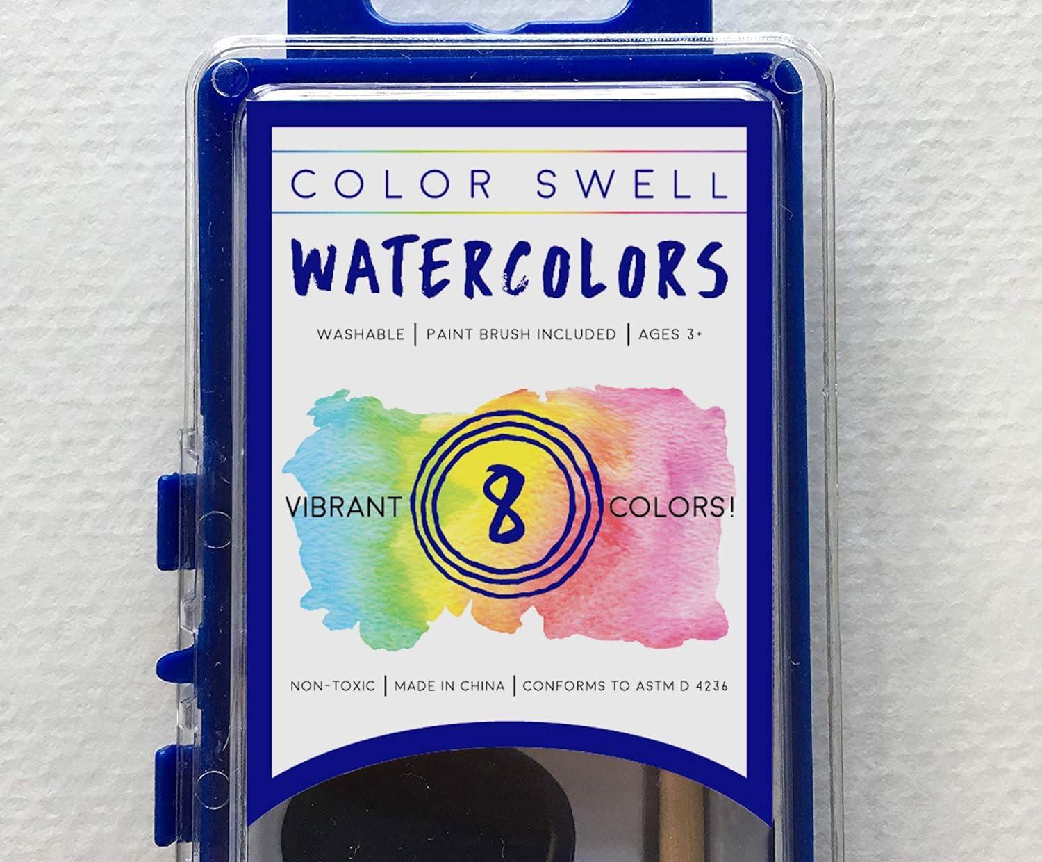 Color Swell Bulk 18 Packs of Watercolor Paint with Wood Brushes 8 Washable  Colors for Kids, Families, Classrooms, Parties, All Ages