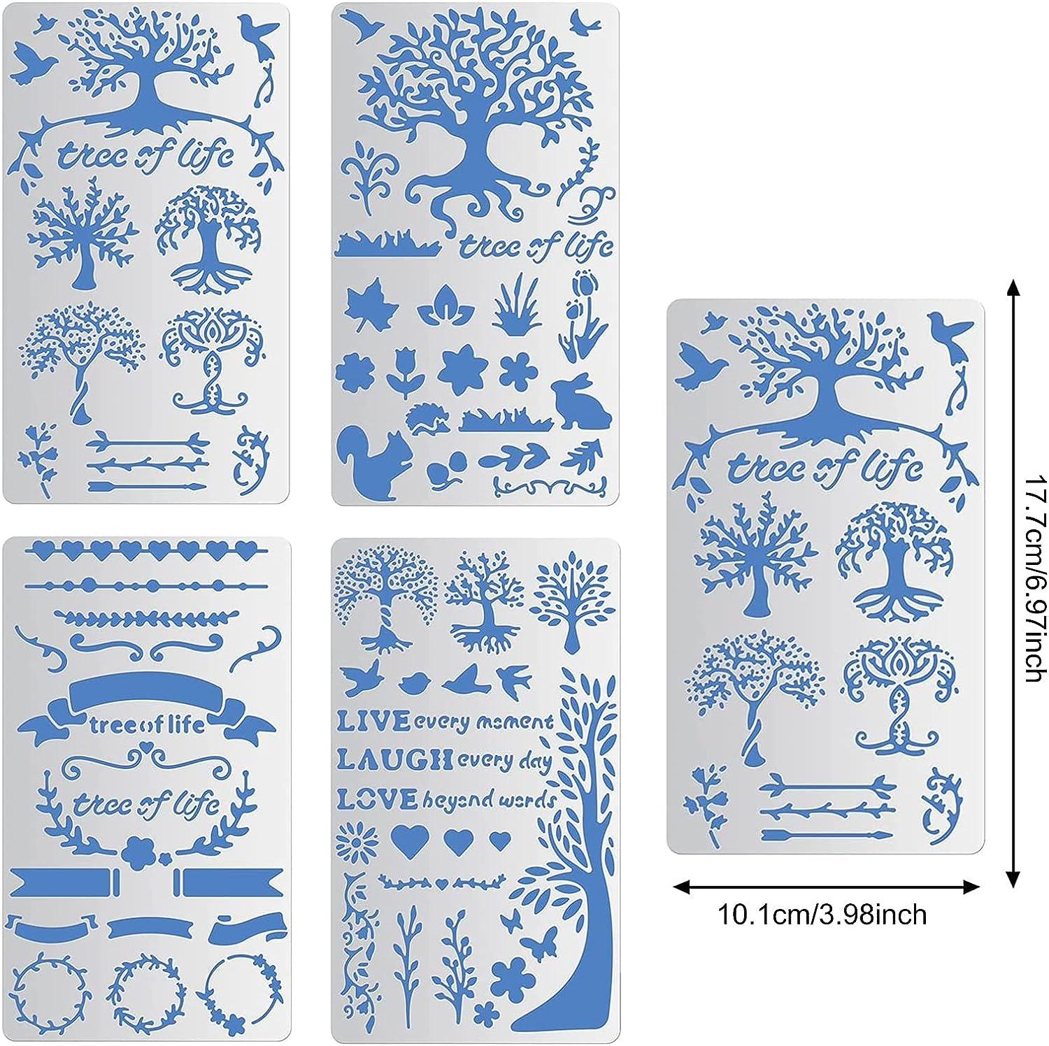 BENECREAT 4PCS 4x7 Inch Tree of Life Metal Stencils Templates for Wood  Carving, Drawings and Woodburning, Engraving and Scrapbooking Project 