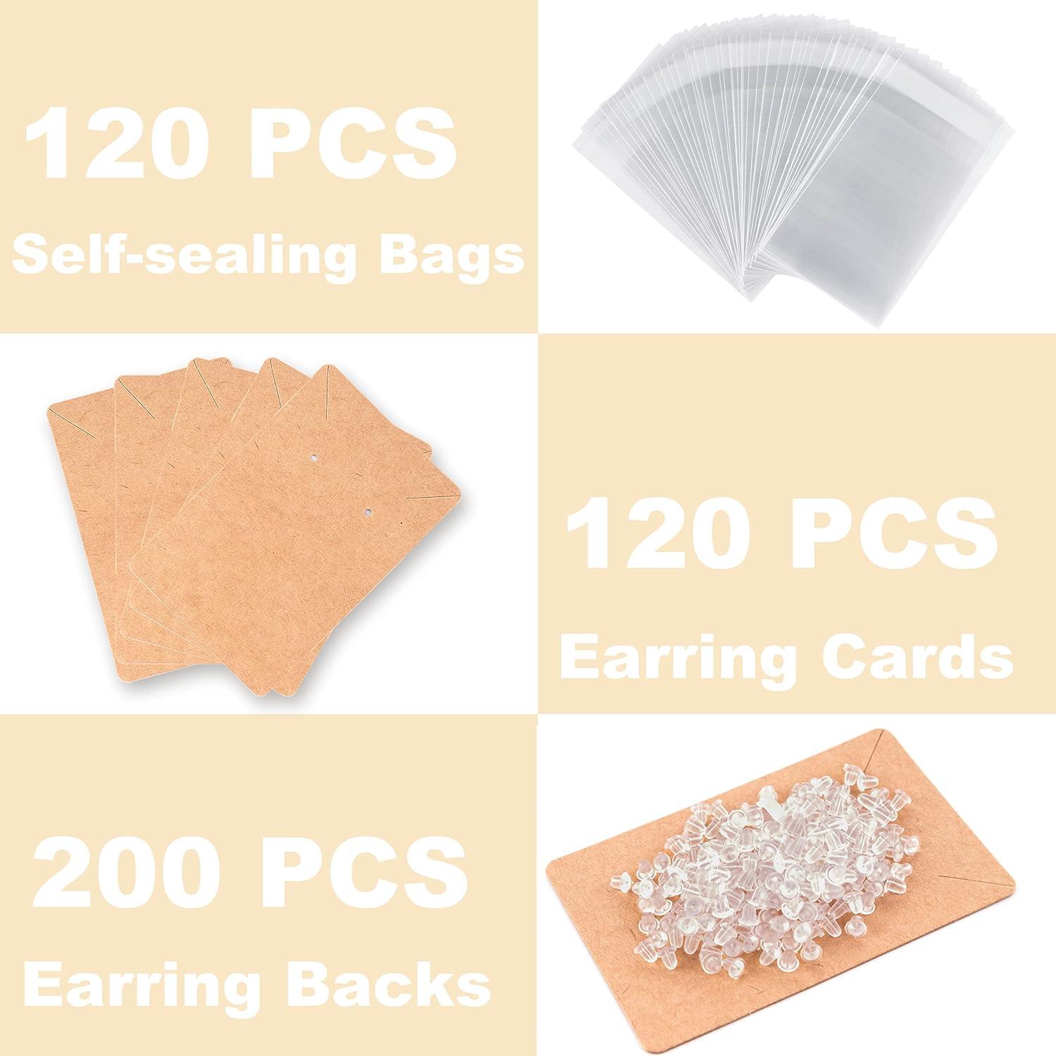 120 Pack Earring Cards with Bags for Jewelry Packaging Ear Studs