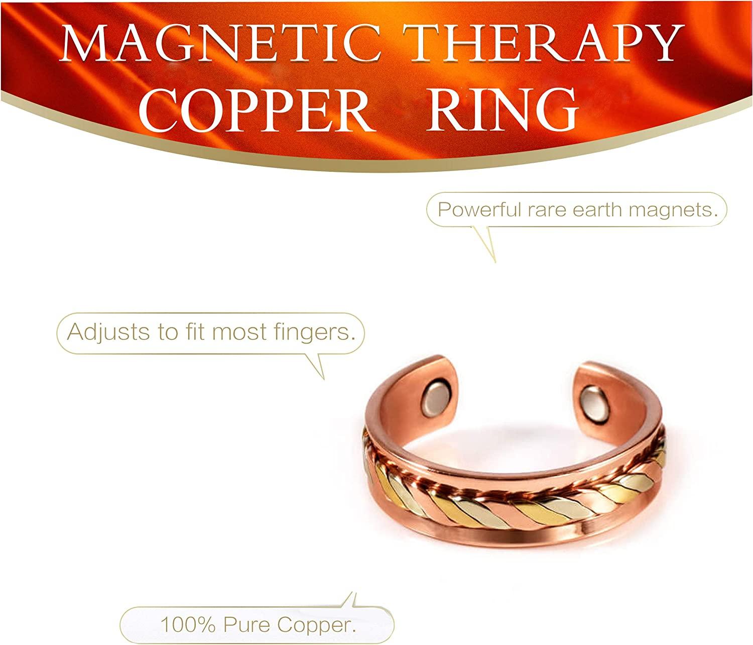 1 Pure Solid Copper Magnetic Ring Adjustable Healing Arthritis Pain Relief Gift, Women's, Size: One size, Bronze