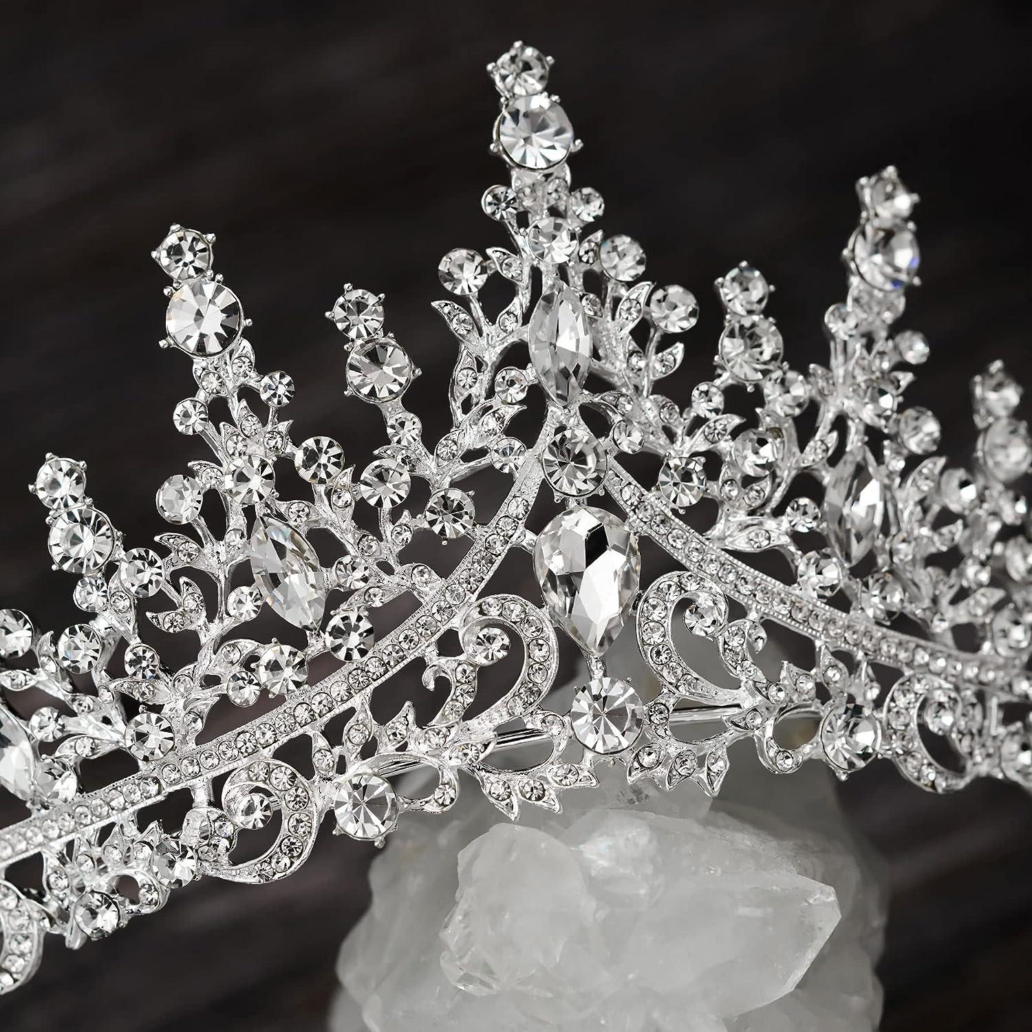 7 oz Silver Crown with Big Rhinestones - Silver
