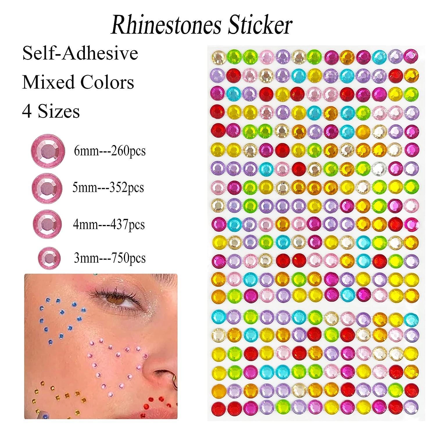 1 Sheet 1 Sheet 81 Pcs Clear Rhinestones Stickers Self Adhesive Bling Gems  Jewels Stickers Eyes Temporary Tattoo