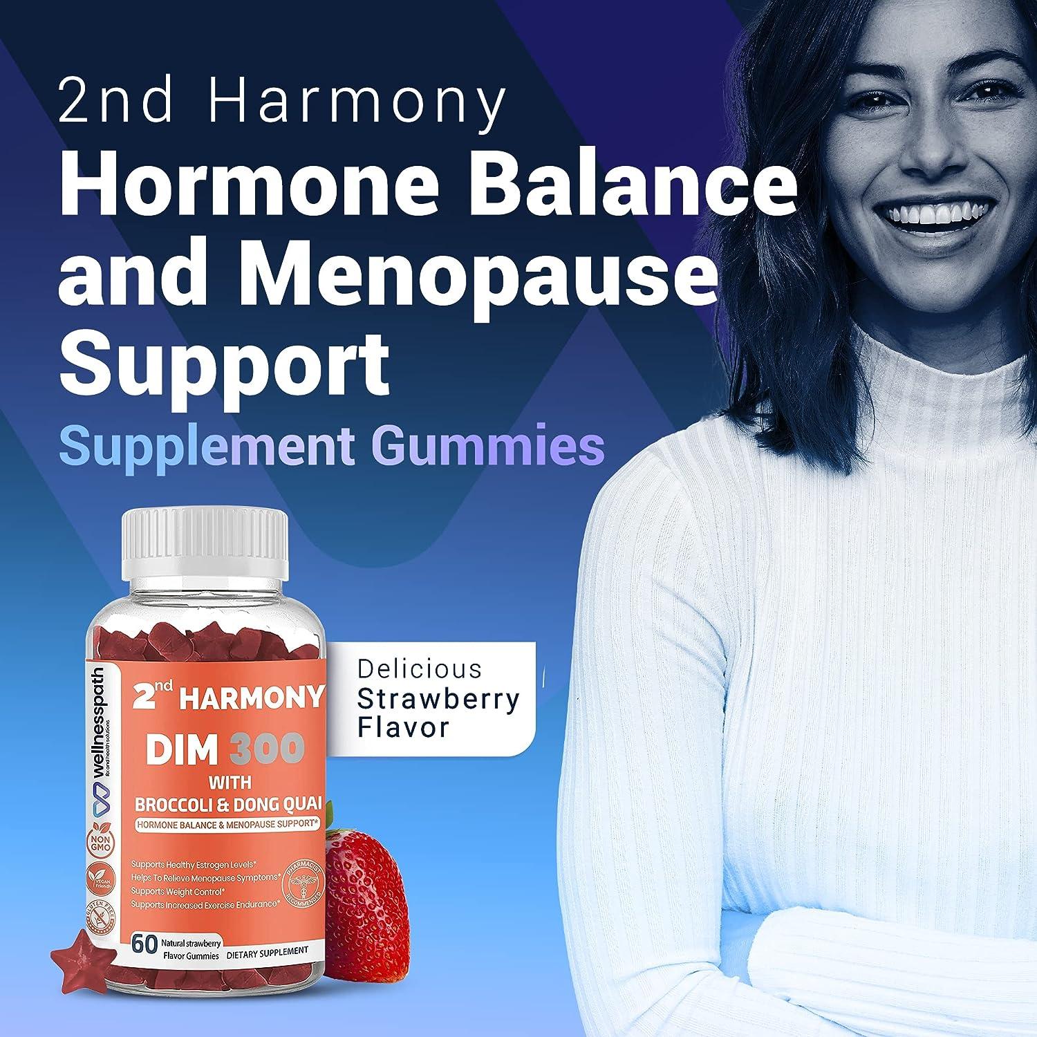 2nd Harmony DIM 300 DIM Supplement with Dong Quai Aids with Menopause  Relief and Hormone Balance for Women Estrogen Supplement for Women and Men  60 Gummies - Wellnesspath Rx and Health Solutions