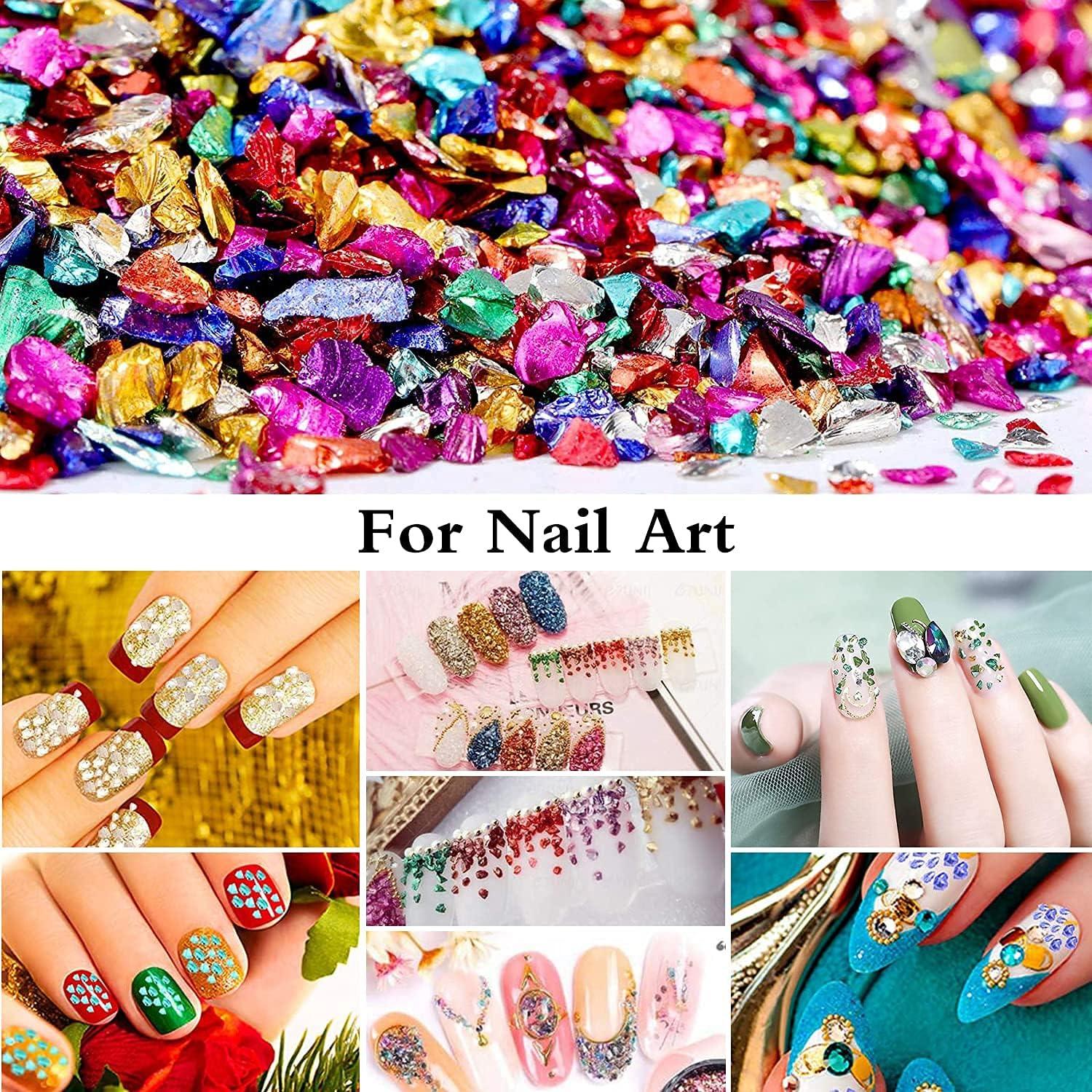 Womens 1 Bottle DIY Epoxy Resin Nail Art Gold Silver Foil Fillings  Materials US