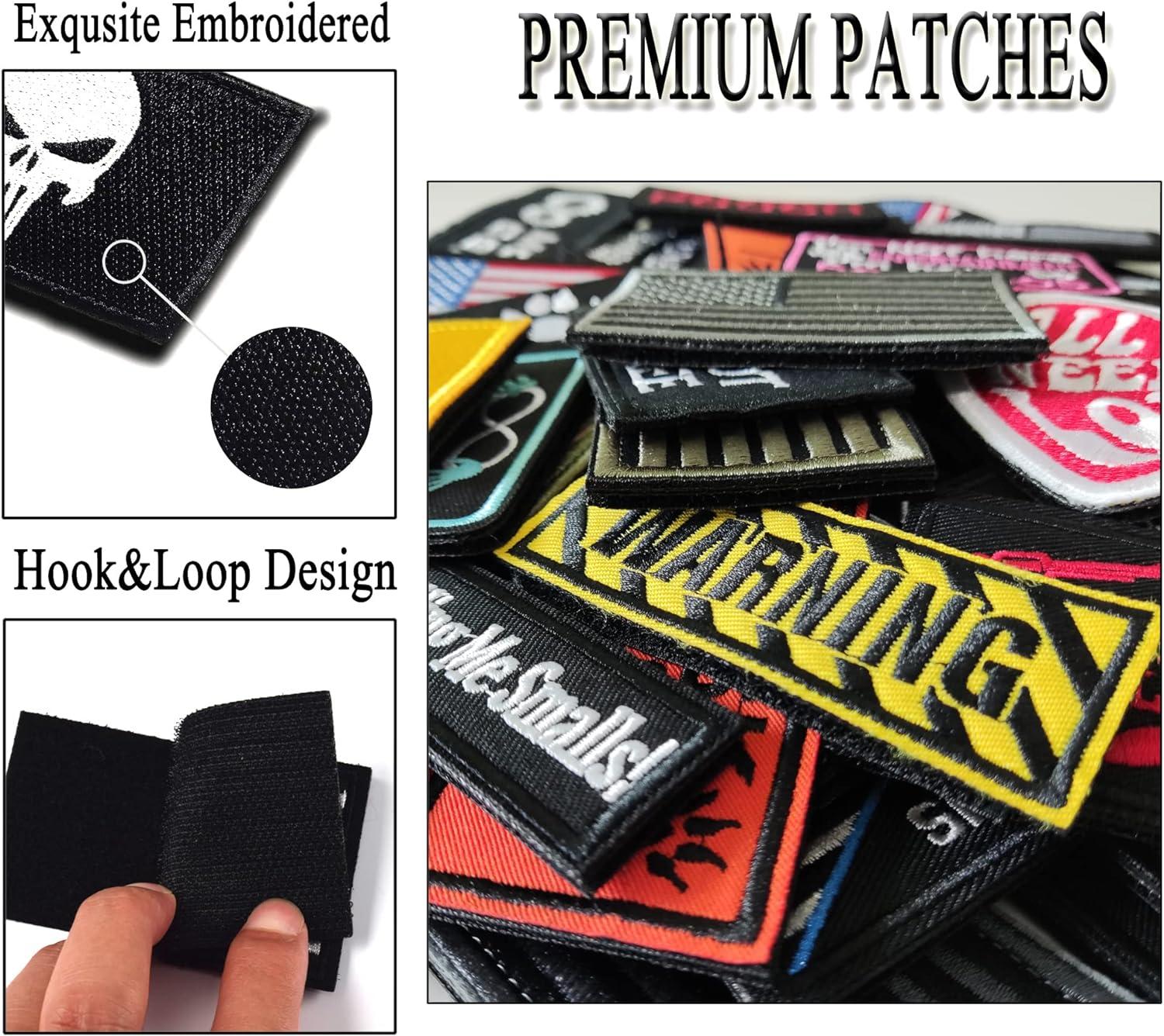 Harsgs 20 Pieces Random Tactical Morale Patch Bundle, Full Embroidery Loop  and Hook Patches Set for Caps, Bags, Backpacks, Vest, Military