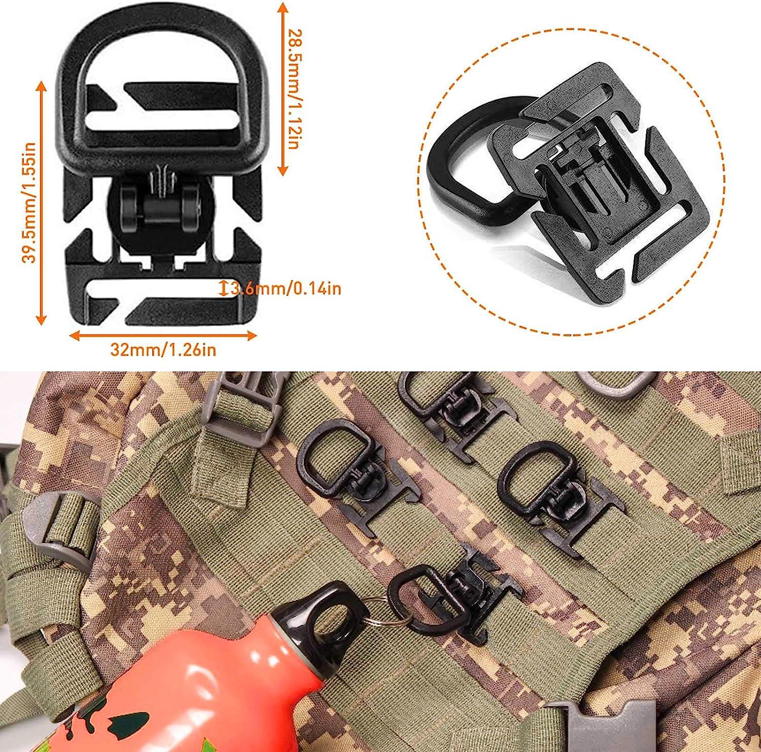 Molle Accessories Kit of 28 Attachments, D-Ring Grimloc Locking Gear Clip  for 1 Webbing Strap Tactical Backpack Web Dominator Elastic Strings Strap