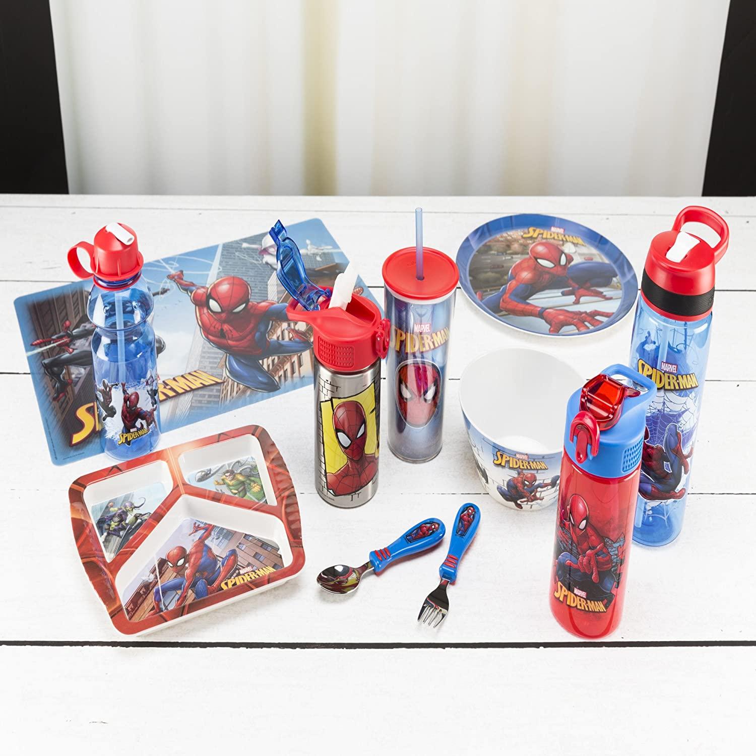 Zak Design Marvel Comics Spiderman Flip-top Travel Water Bottle Blue Kids  16 Oz for sale online