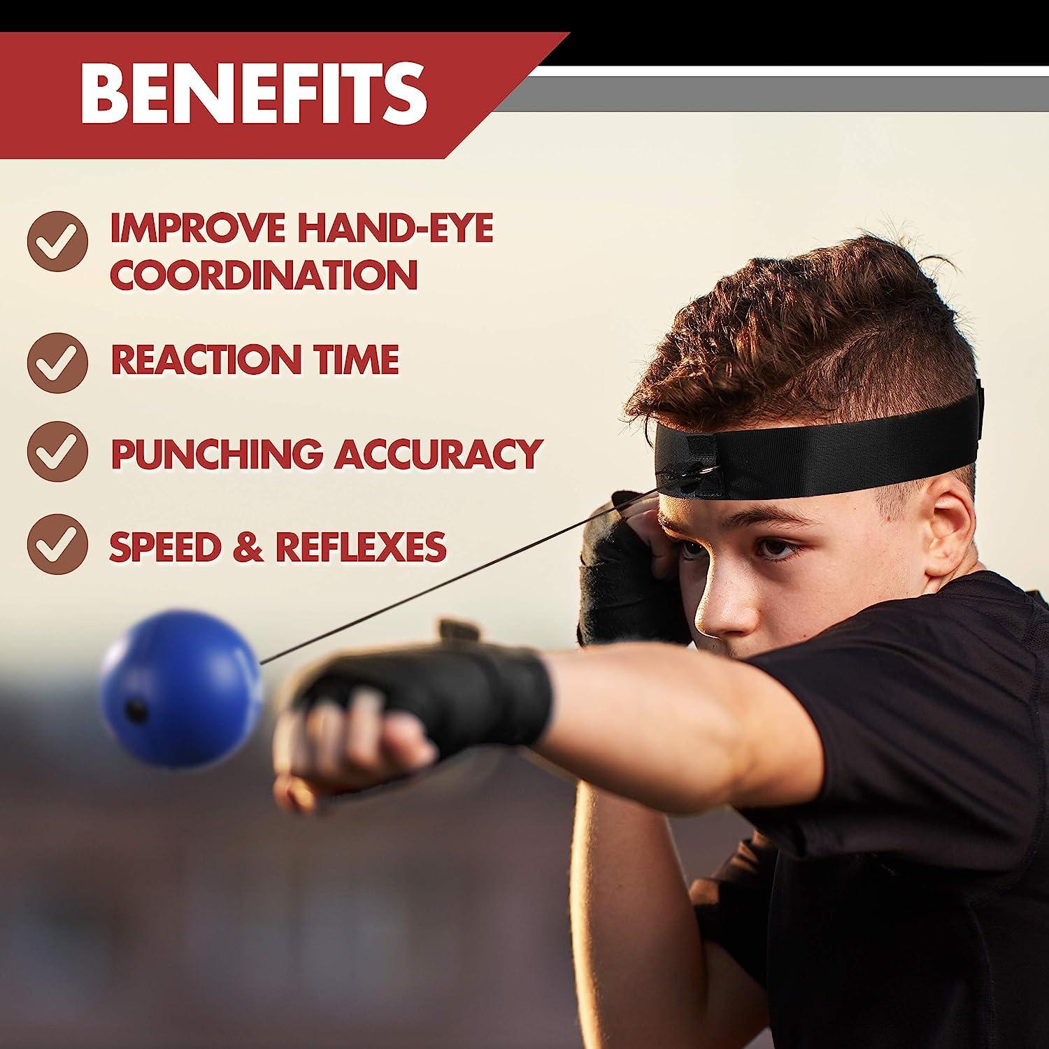  Boxing Reflex Ball for Kids and Adults,4 Levels Boxing Ball  with 2 Adjustable Headbands,Boxing Equipment Punching Ball Great for Hand  Eye Coordination Punching Speed and Fight Reaction : Sports 
