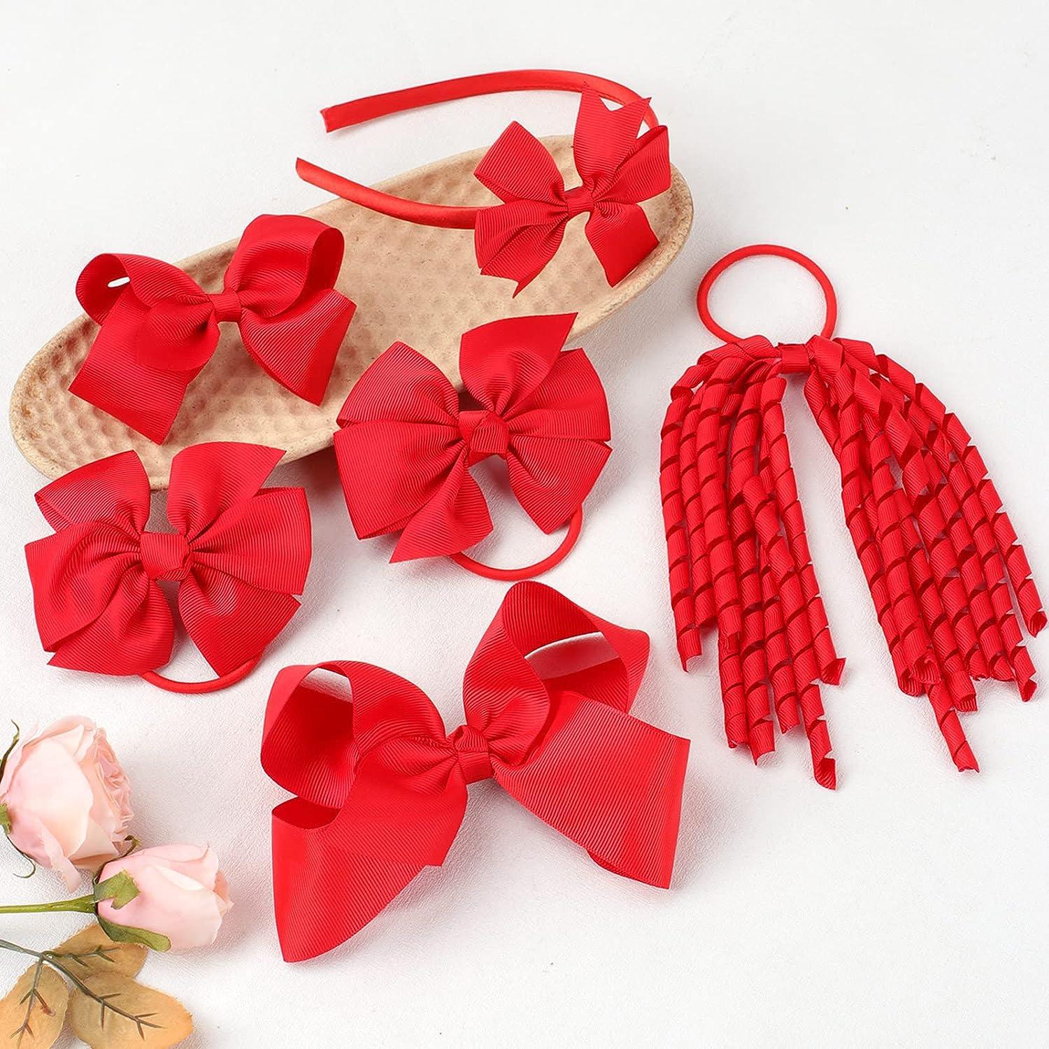  Red Hair Ribbons for Women Bow Clips for Girls Barrettes for  Thin Thick Hair Accessories for Teens Cute Large Hair Ribbon Bows for  Pigtails Hair Stuff for Teen Girl Bowknot