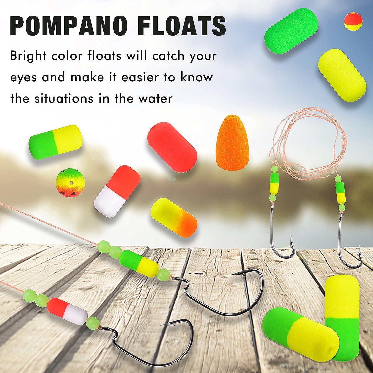  Pompano Rigs Floats Beads Kit,Foam Snell Fishing
