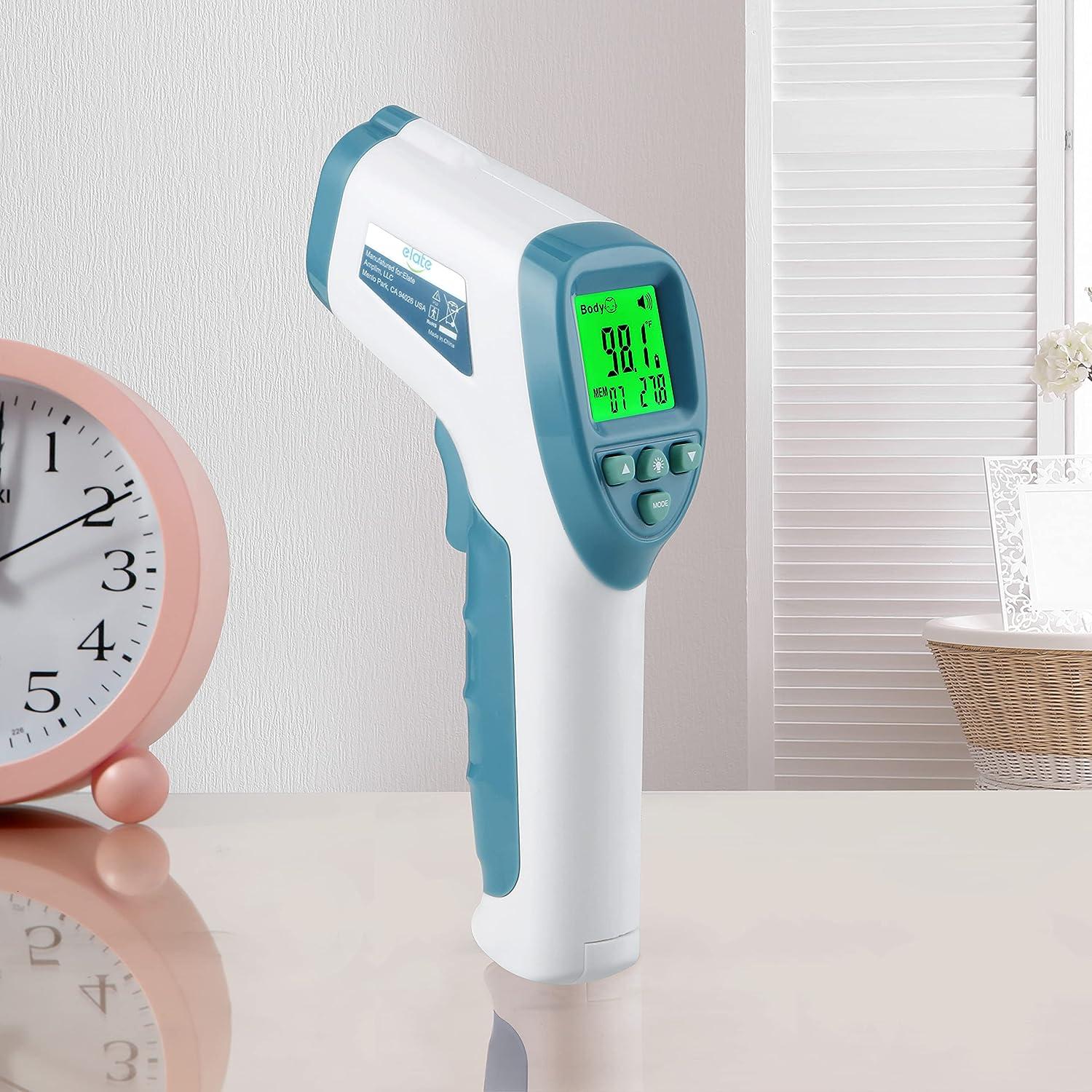 Elate Non Contact/No Touch Digital Forehead Thermometer for Adults, Kids,  and Babies. Accurate Hospital Medical Grade Touchless Temporal Thermometer