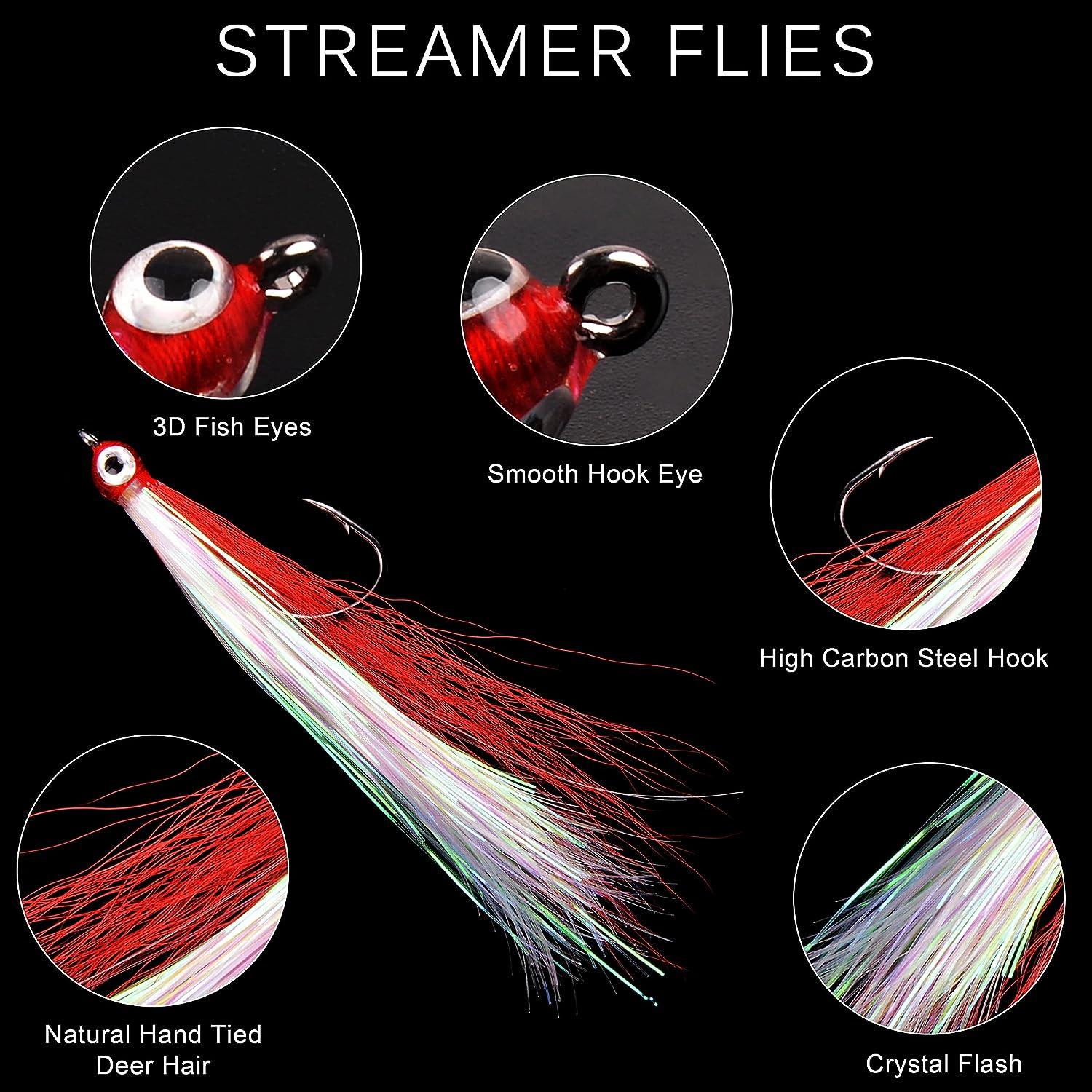 Streamer Flies for Fly Fishing, Classic Clouser Minnow Fishing Flies  Streamers Fly Fishing Lures for Trout Bass Saltwater Freshwater Red 5pcs