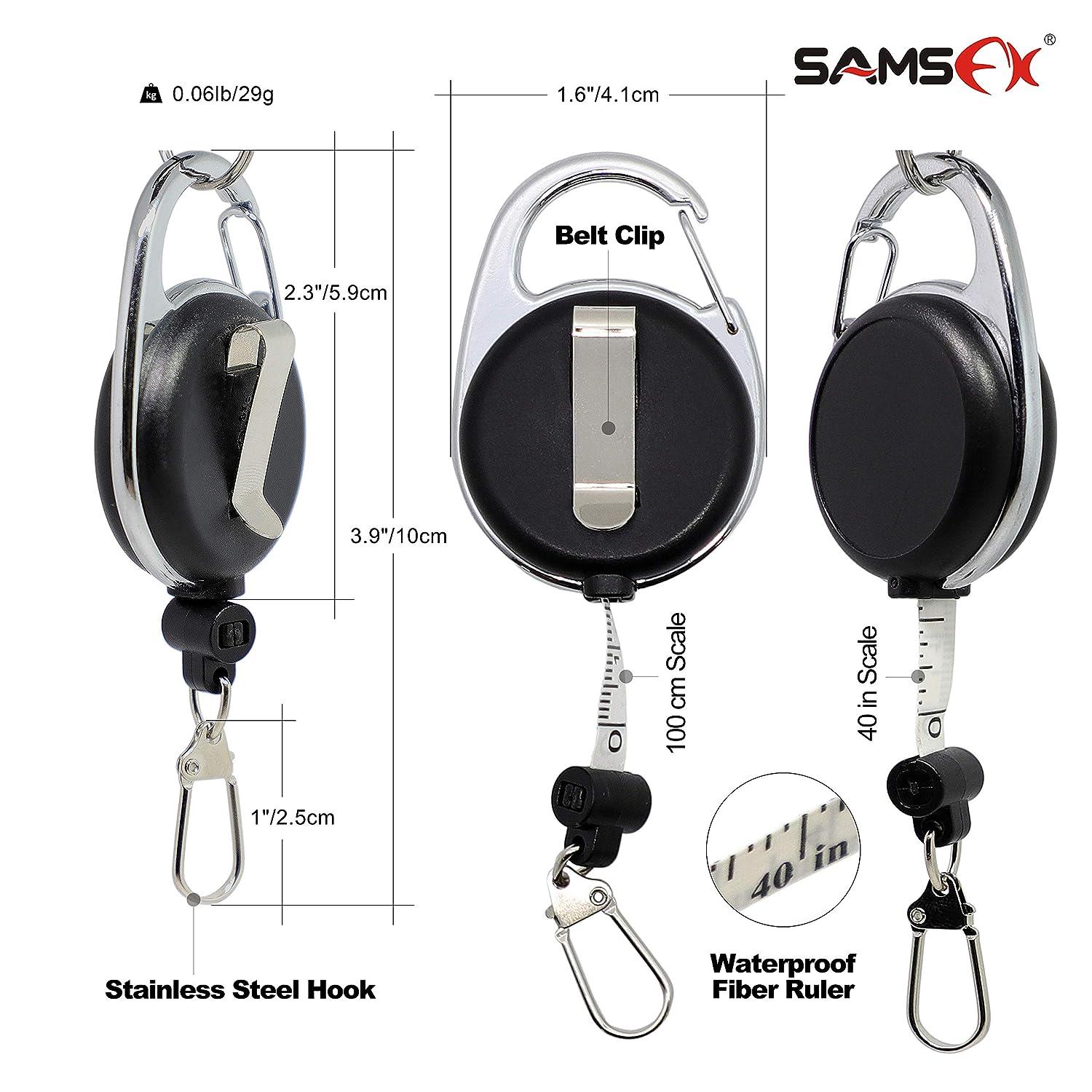 Tape Measure Retractor Fly Fishing Zinger Retractors Carabiner Style Clip  on Back Tether Tools Badge Holder (2) 