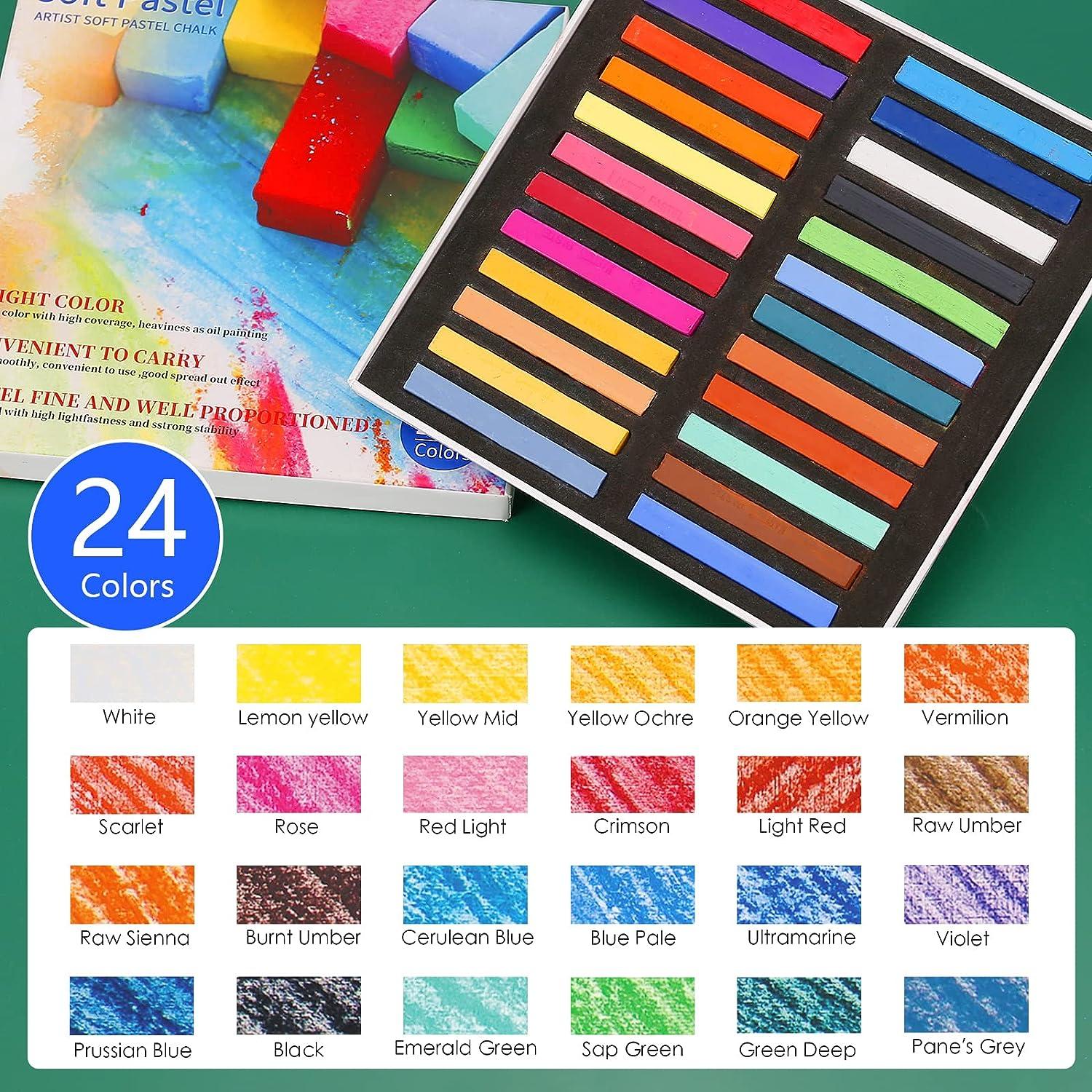 LOONENG Non Toxic Soft Pastels Chalk, Soft Chalk Pastels Stick for Crafts  Projects, Drawing, Blending, Layering, Shading, 48 Brilliant Assorted Colors