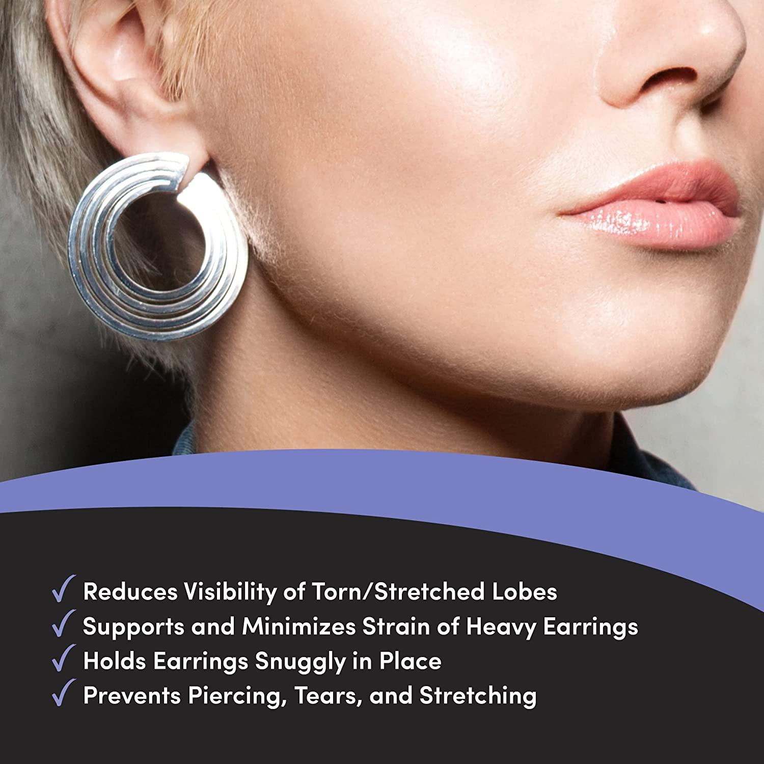 Lobe Miracle- Clear Earring Support Patches - Earring Backs For Droopy Ears  - Ear Care Products for Torn or Stretched Ear Lobes (60 Patches) :  : Health
