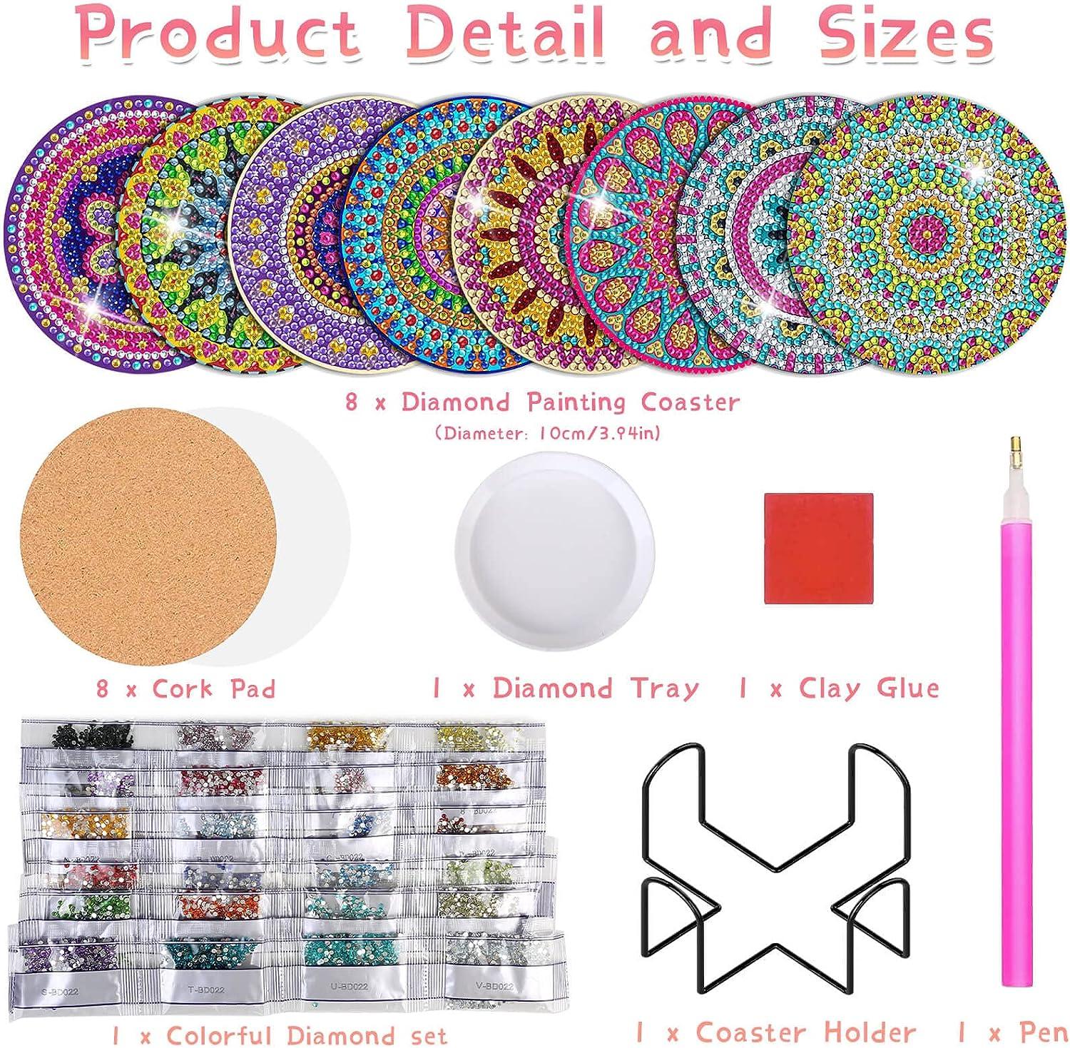  10 Pieces Diamond Painting Coasters Kit Holder Cork
