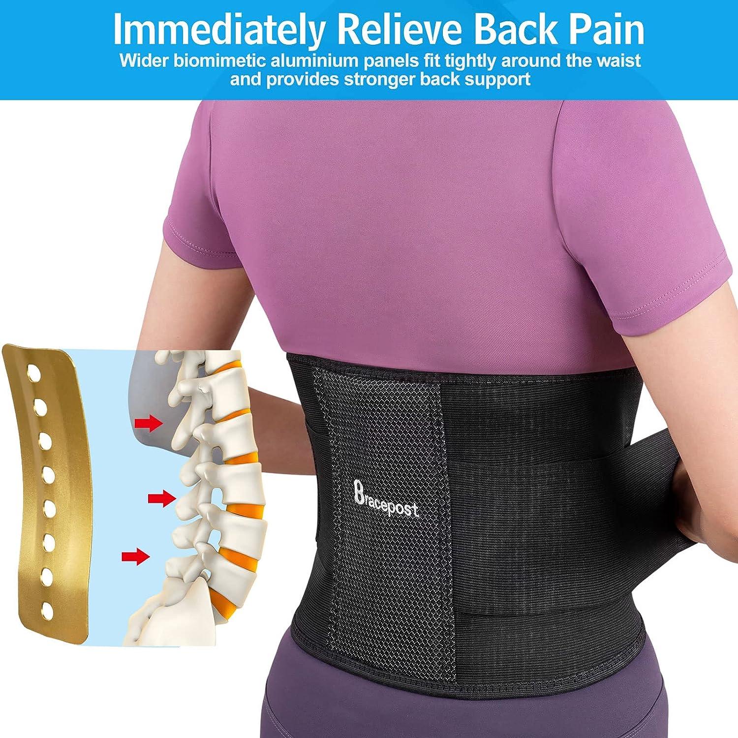 Bracepost Ergonomic Back Brace for Lower Back Pain Relief, 5 Stays,  Breathable Back Support Belt for Women Men, Adjustable Lumbar Support for