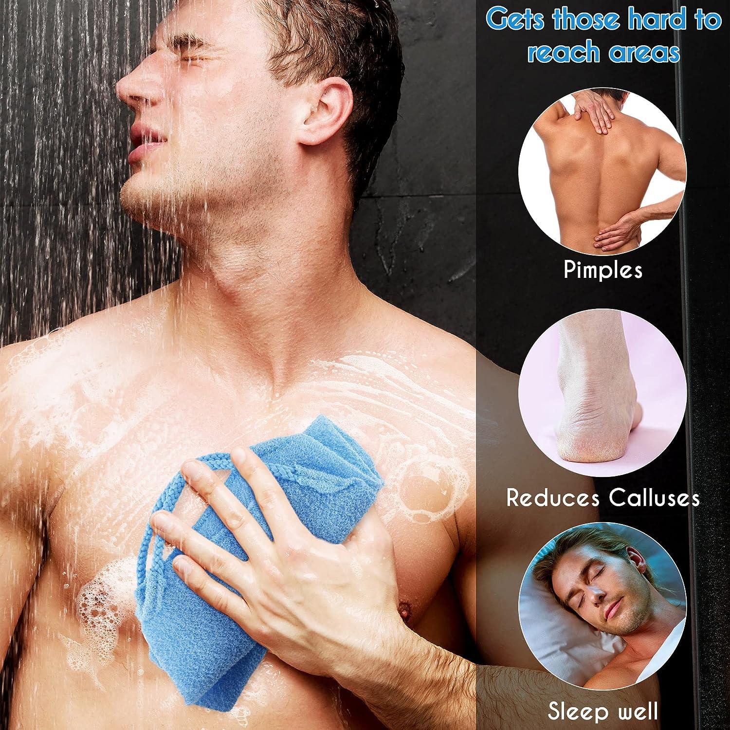 Men Bath Shower Towel Long Strip Back Scrub Rubbing Rub Sponge Washer Gray  Dead