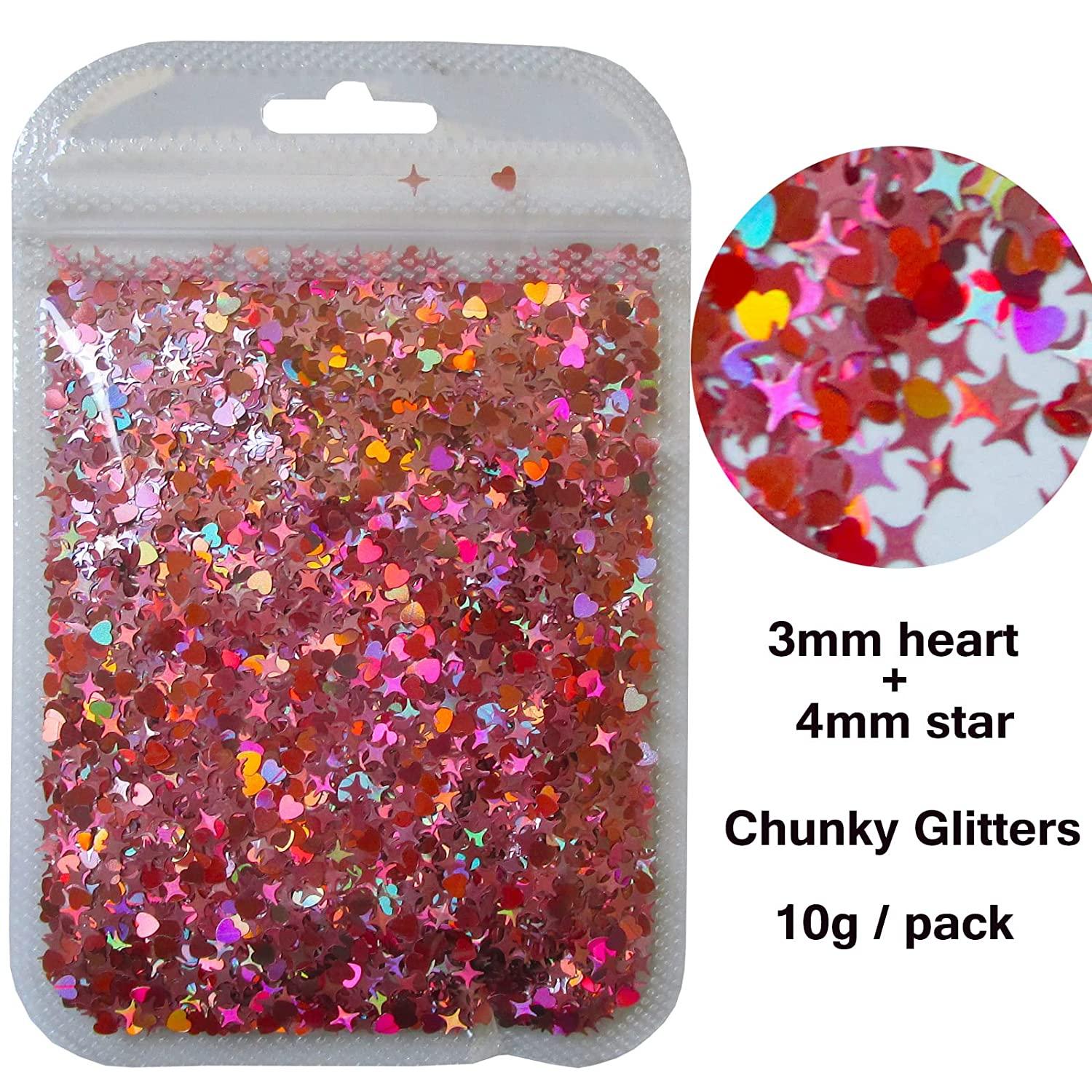 BRAVE HEART Red and Silver Mini Chunky Metallic Mix Glitter Glitter for  Tumblers, Resin Art, Nail Art, Crafts Christmas Valentines 
