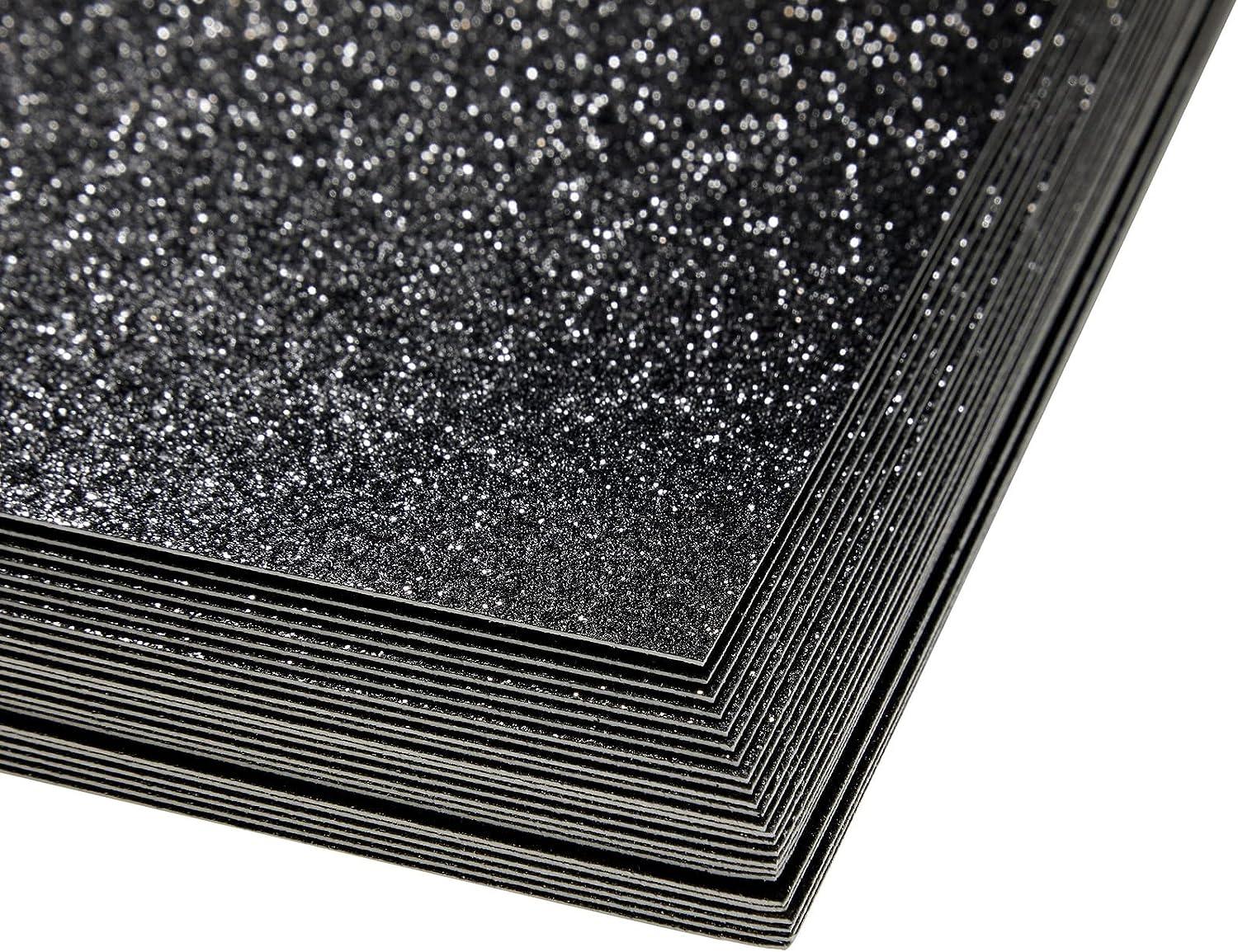 Baisunt 20 Sheets Black Glitter Cardstock Paper for DIY Art Project, Scrapbook, Birthday Wedding Party Decoration 250GSM(8x12 in, Non Adhesive)