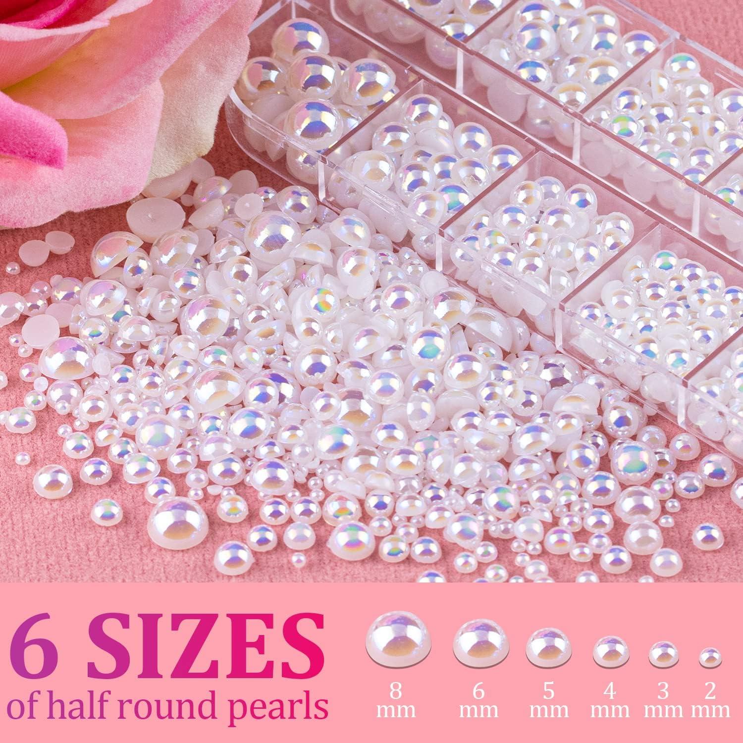 3800 Pcs 3 Boxes Flat Back Pearls Kits Flatback Colorful AB+White AB+Beige  AB Half Round Pearls with Pickup Pencil and Tweezer for Home DIY and  Professional Nail Art Face Makeup and Craft