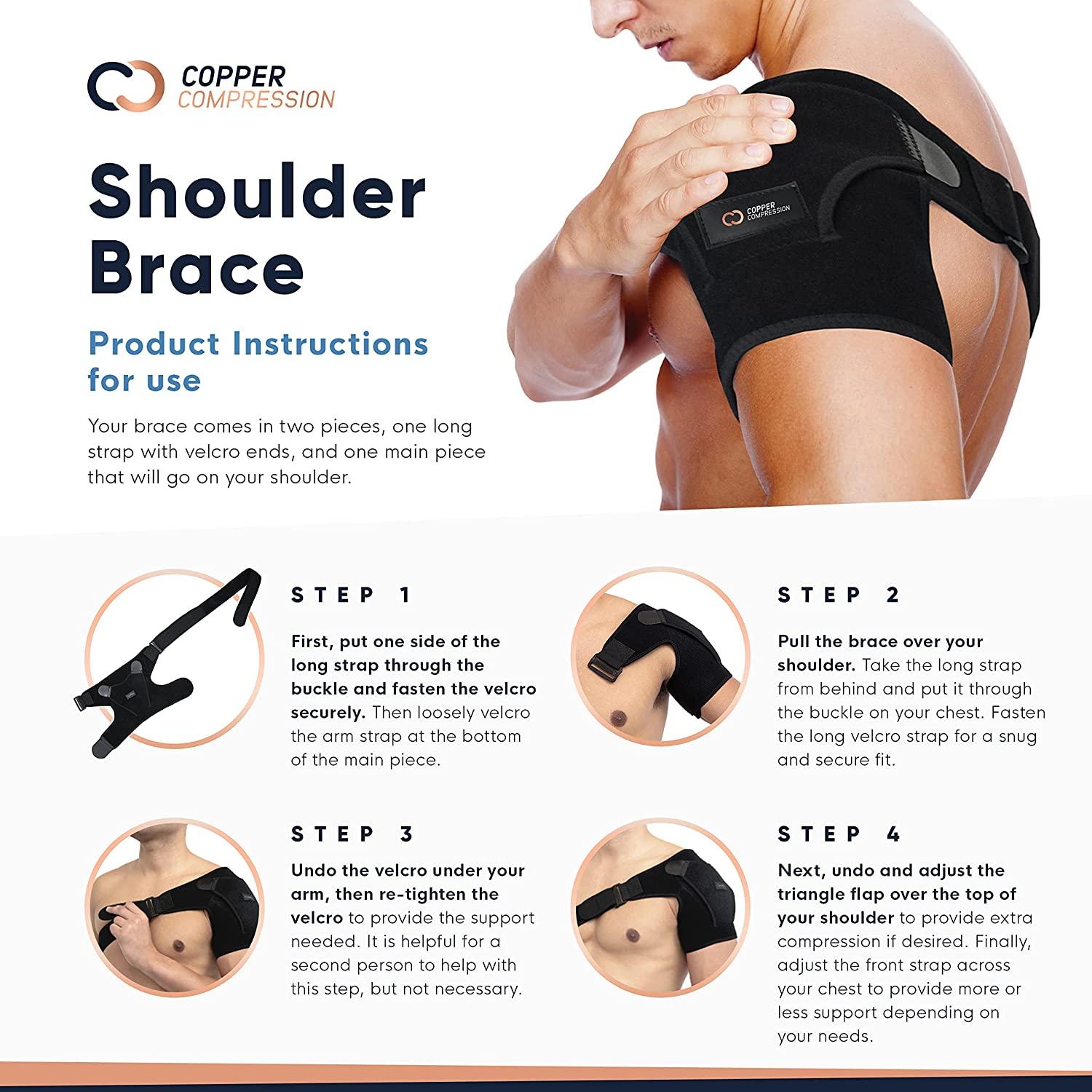 NETSENG Copper Compression Shoulder Brace - Copper Infused Immobilizer &  Support for Torn Rotator Cuff 
