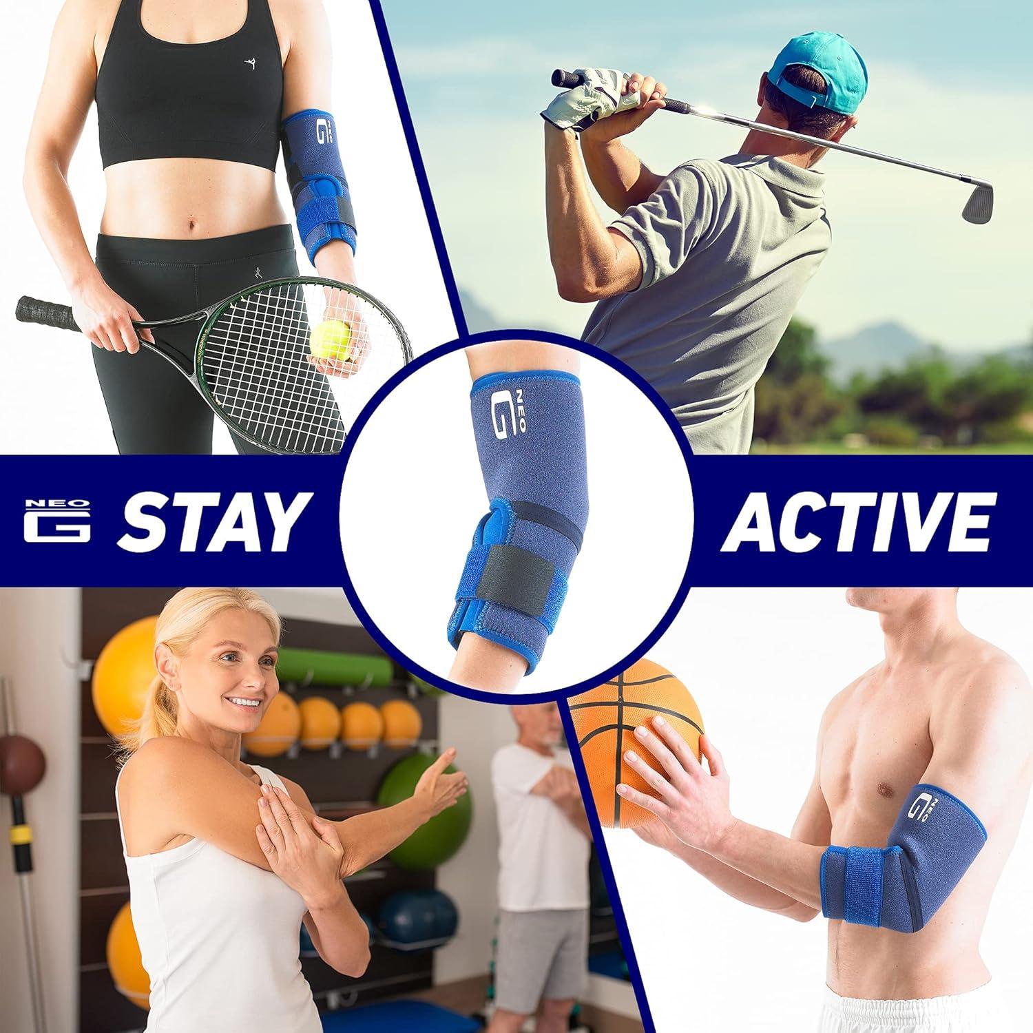 Neo-G Elbow Support - for Epicondylitis, Tennis Golfers Elbow, Sprains,  Strain Injuries, Tendonitis, Arthritis, Recovery, Sports - Adjustable