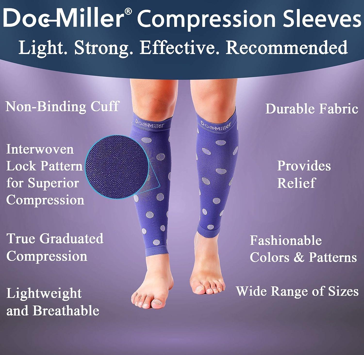  Doc Miller Calf Compression Sleeve Women and Men- 20-30 mmHg -  2 Pairs Calf Sleeve for Surgery Recovery Maternity Shin Splints Varicose  Veins and Calf Injuries - Small Size - Blue