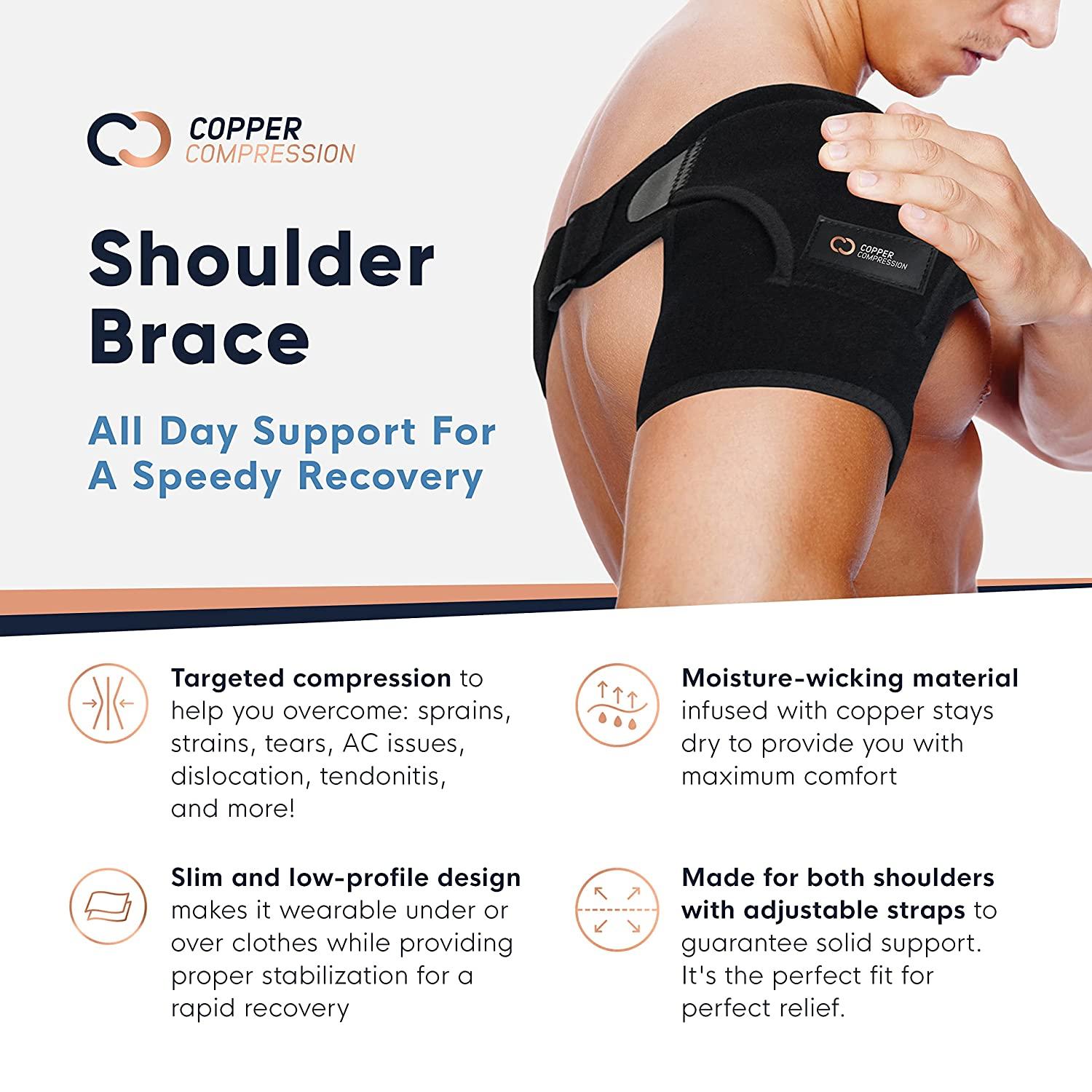 NETSENG Copper Compression Shoulder Brace - Copper Infused Immobilizer &  Support for Torn Rotator Cuff 