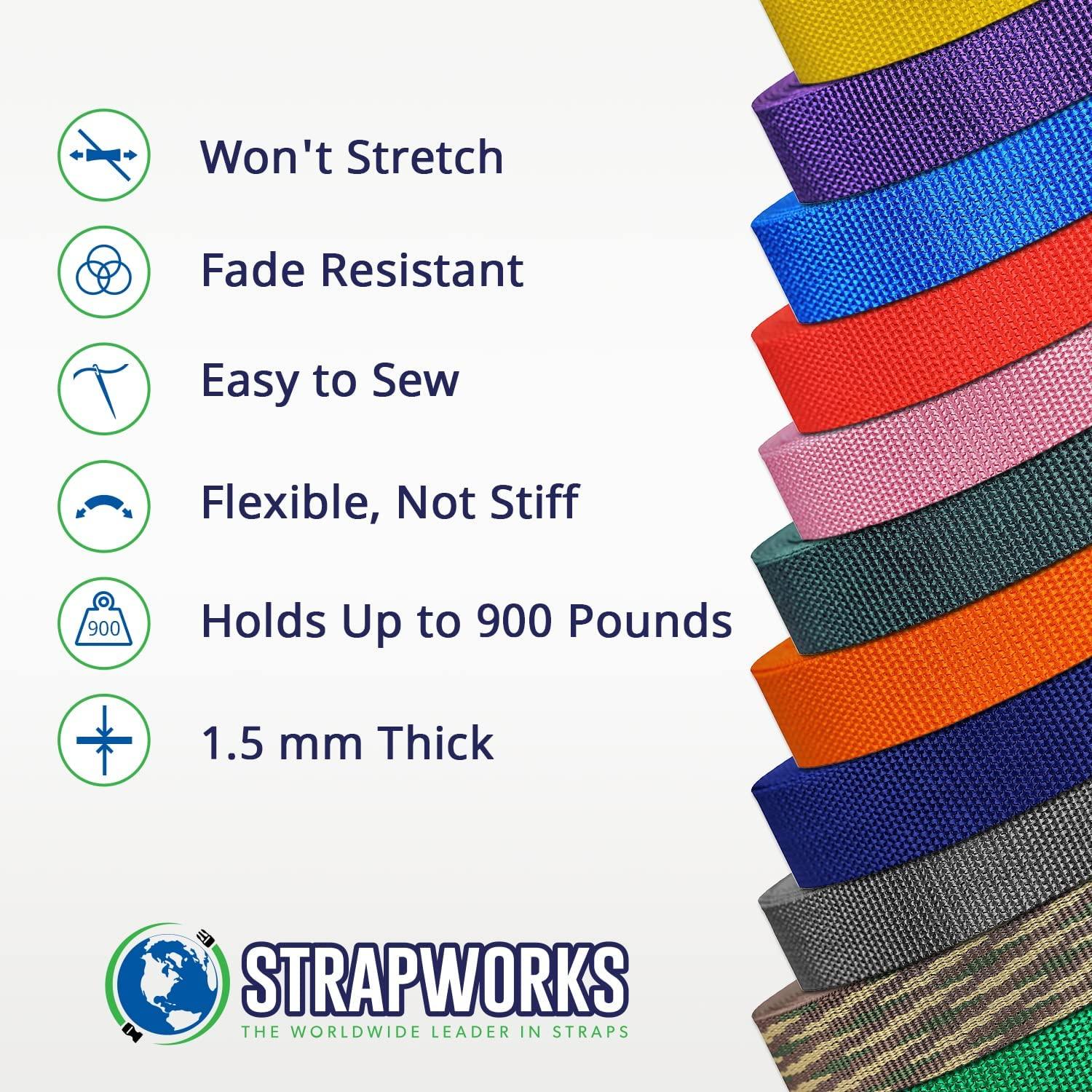 Strapworks Heavyweight Nylon Webbing - Heavy Duty Poly Strapping