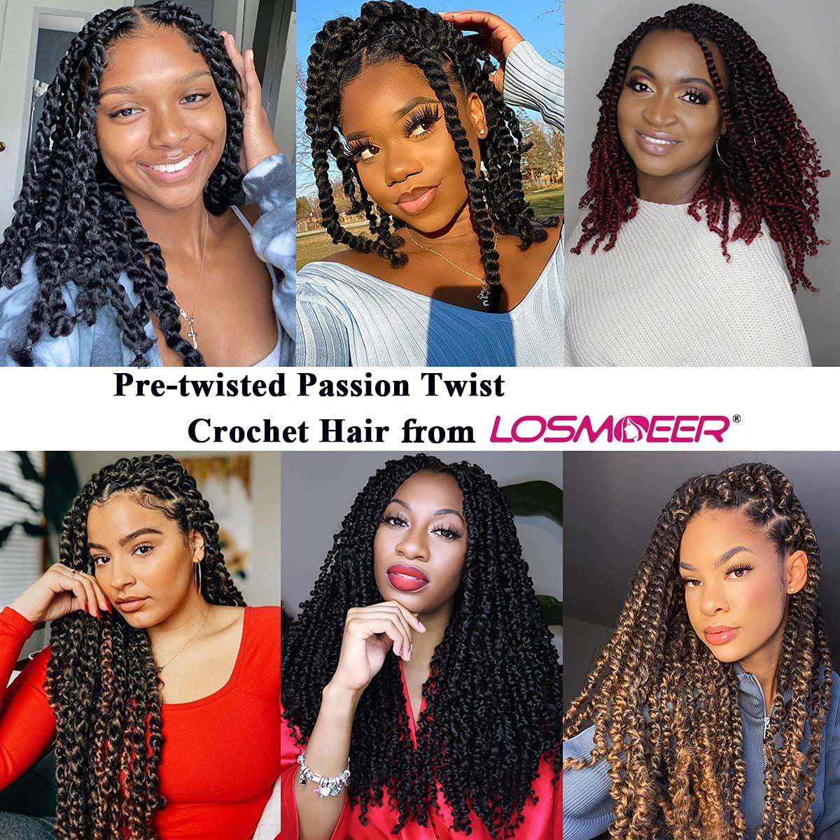 Passion Twist Hair - 8 Packs 12 Inch Passion Twist Crochet Hair For Women,  Crochet Pretwisted Curly Hair Passion Twists Synthetic Braiding Hair