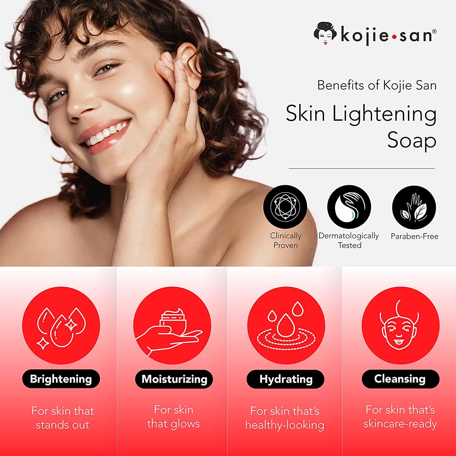  Kojie San Skin Brightening Soap - Original Kojic Acid Soap for  Dark Spots, Hyperpigmentation, & Scars with Coconut & Tea Tree Oil 135g x 5  Bars : Facial Soaps 