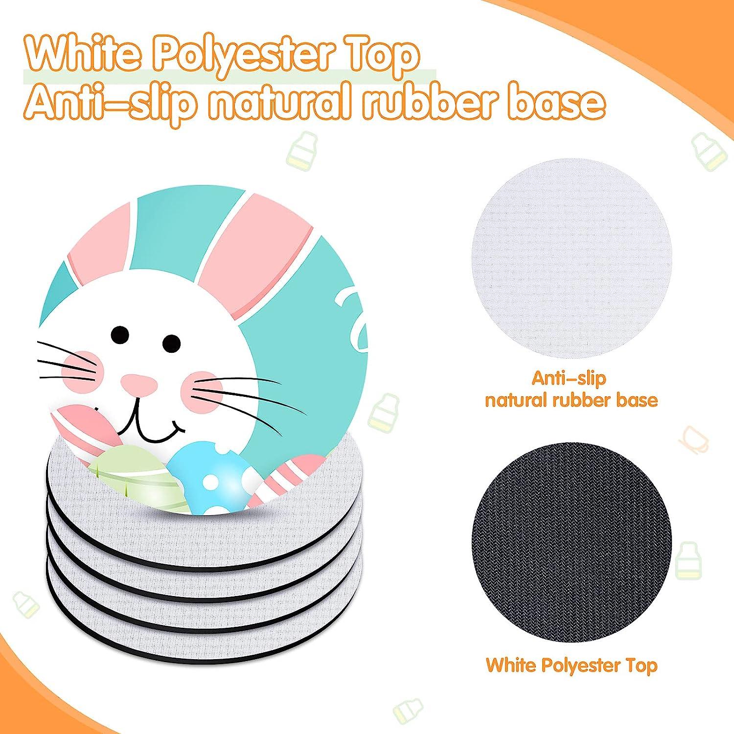 50 Pieces Sublimation Coasters Blanks, 4 Inches Round Sublimation Blank Cup  Mat Sublimation Heat Press Transfer Cup Coaster, Rubber Coaster