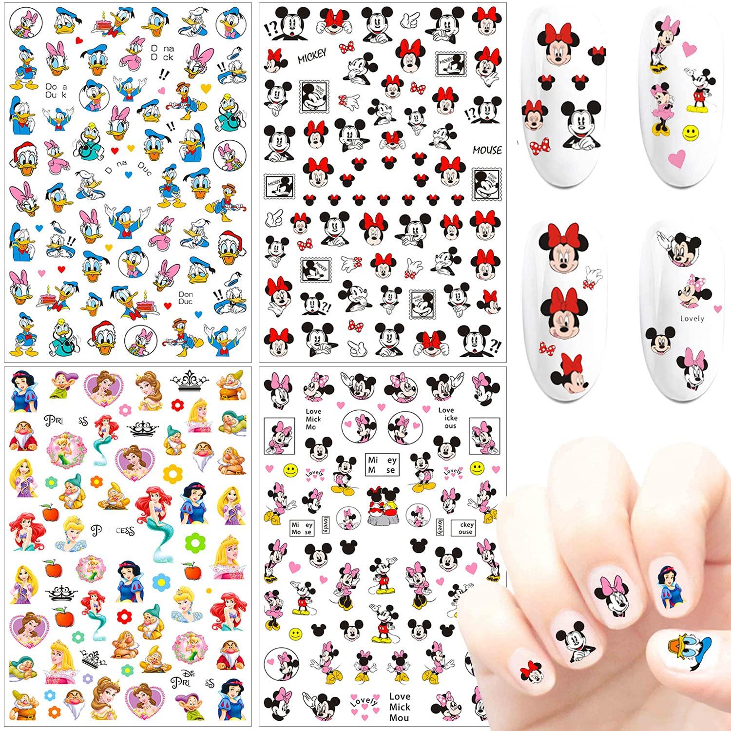 Disney Mickey Nail Stickers Cute Cartoon Children Stickers Anime Toys  Manicure Accessories Girls Student Decoration Decals gift