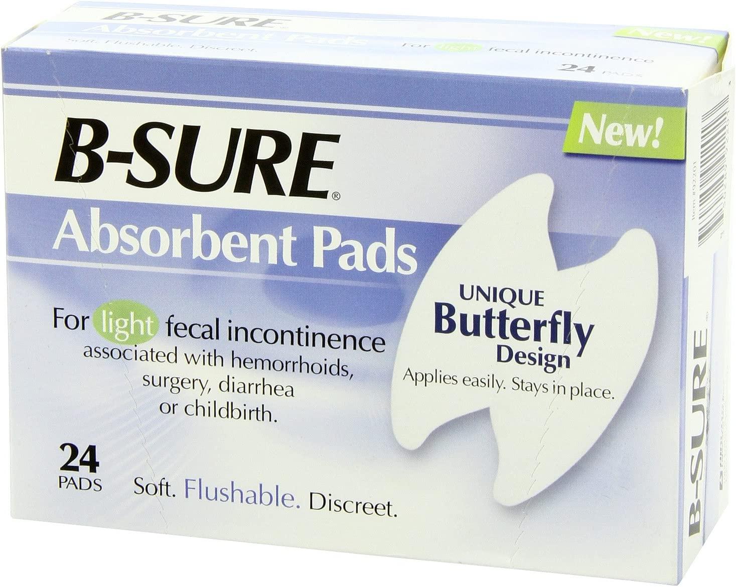 B-SURE Absorbent Fecal Incontinence Pad for light fecal