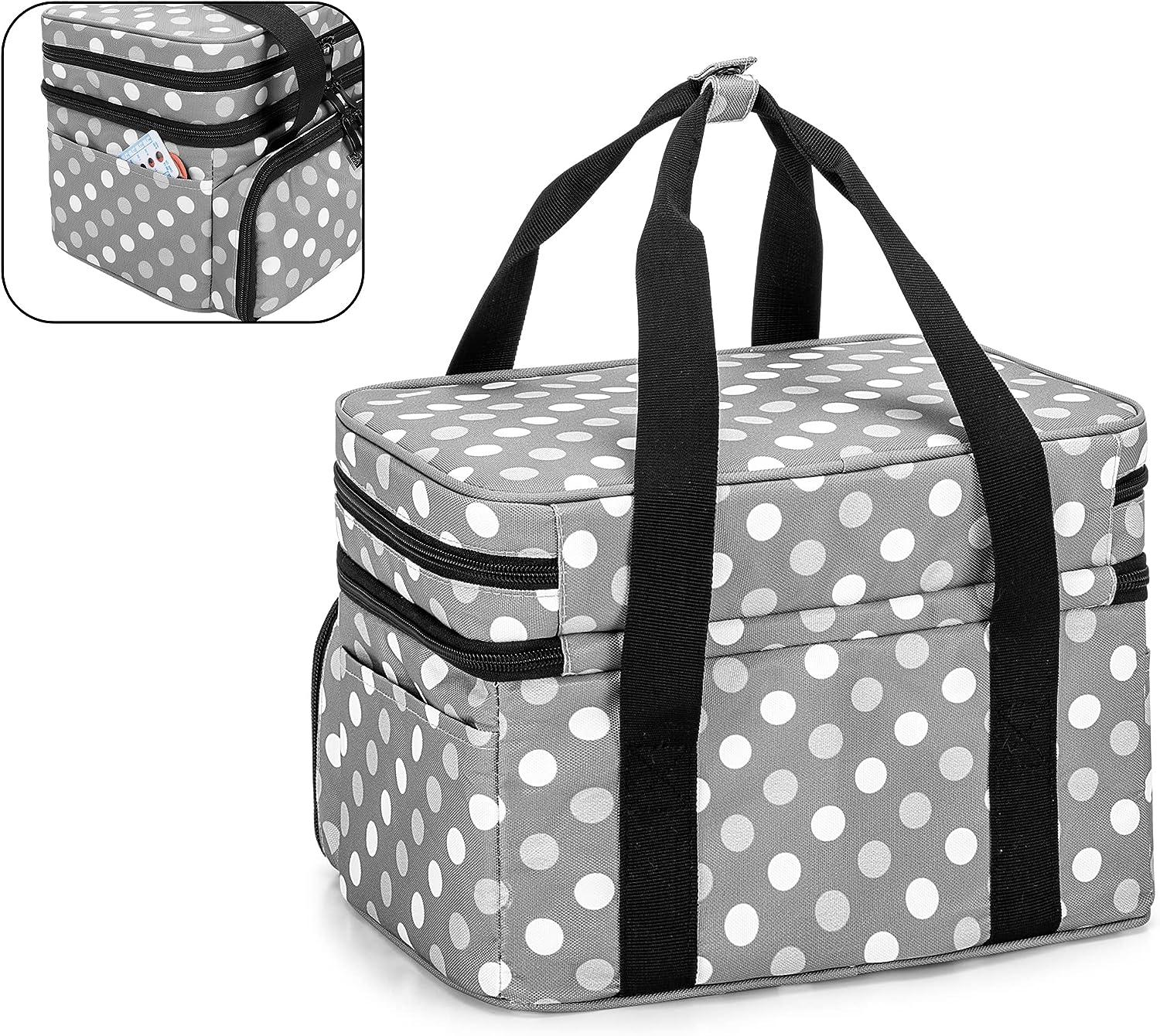 BAFASO Double Layer Sewing Accessories Organizer with 2 Detachable Pouches  Large Sewing Storage Bag for Sewing Tools (BAG ONLY) Polka Dots