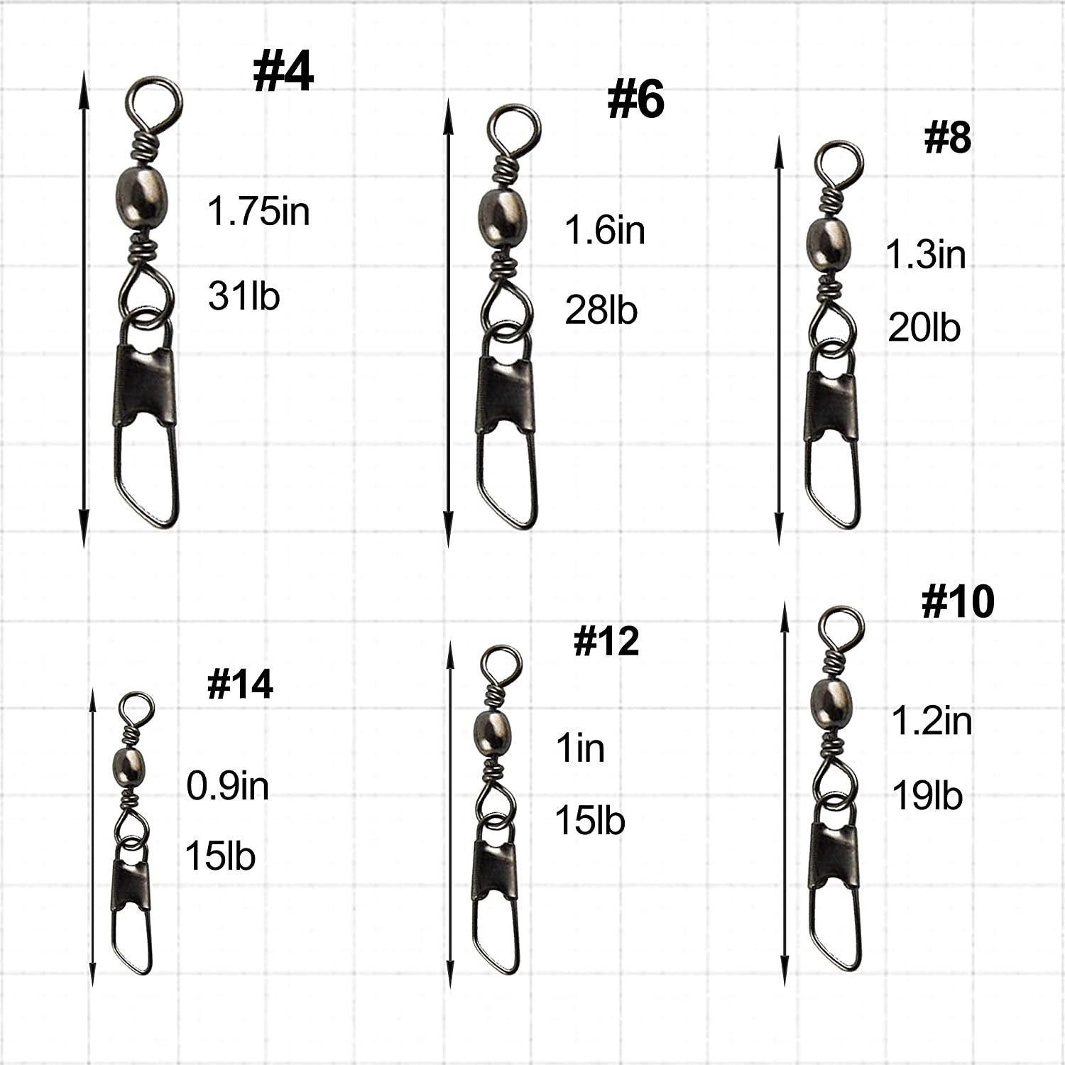 Fishing Barrel Swivel with Nice Snap-100pcs Fishing Connector Snap Swivels Solid Rings Fishing High Strength Fishing Accessories Fishing Tackle
