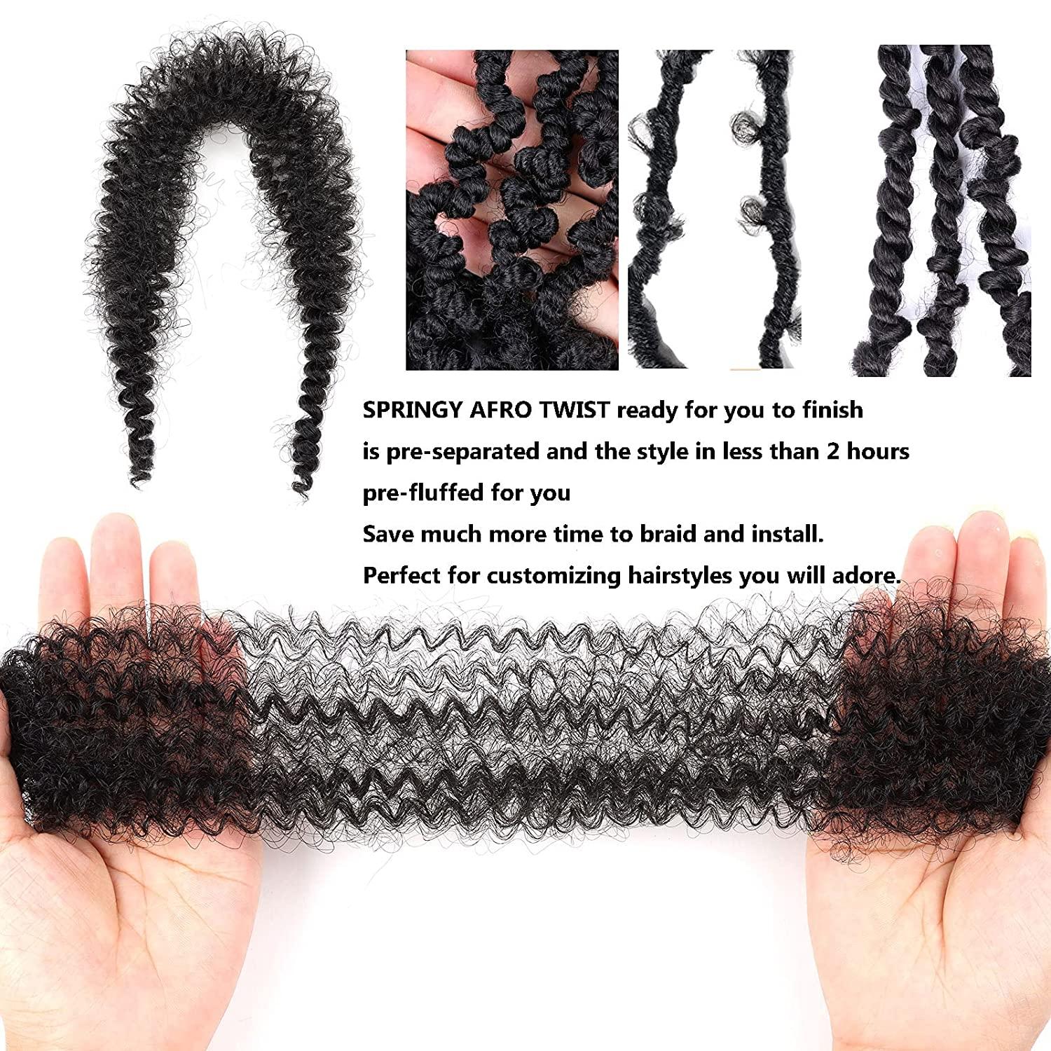 LingGuan Springy Afro Twist Hair 16 Inch 9 Packs Kinky Twist Braiding ...