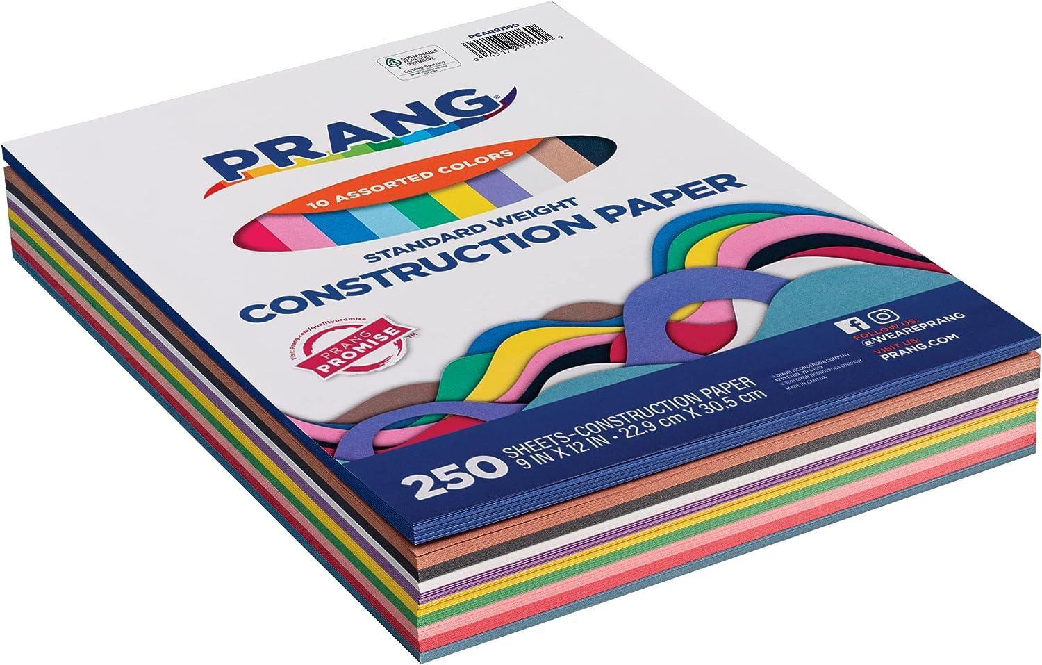 Prang (Formerly Art Street) Construction Paper 10 Assorted Colors Standard  Weight 9 x 12 250 Sheets