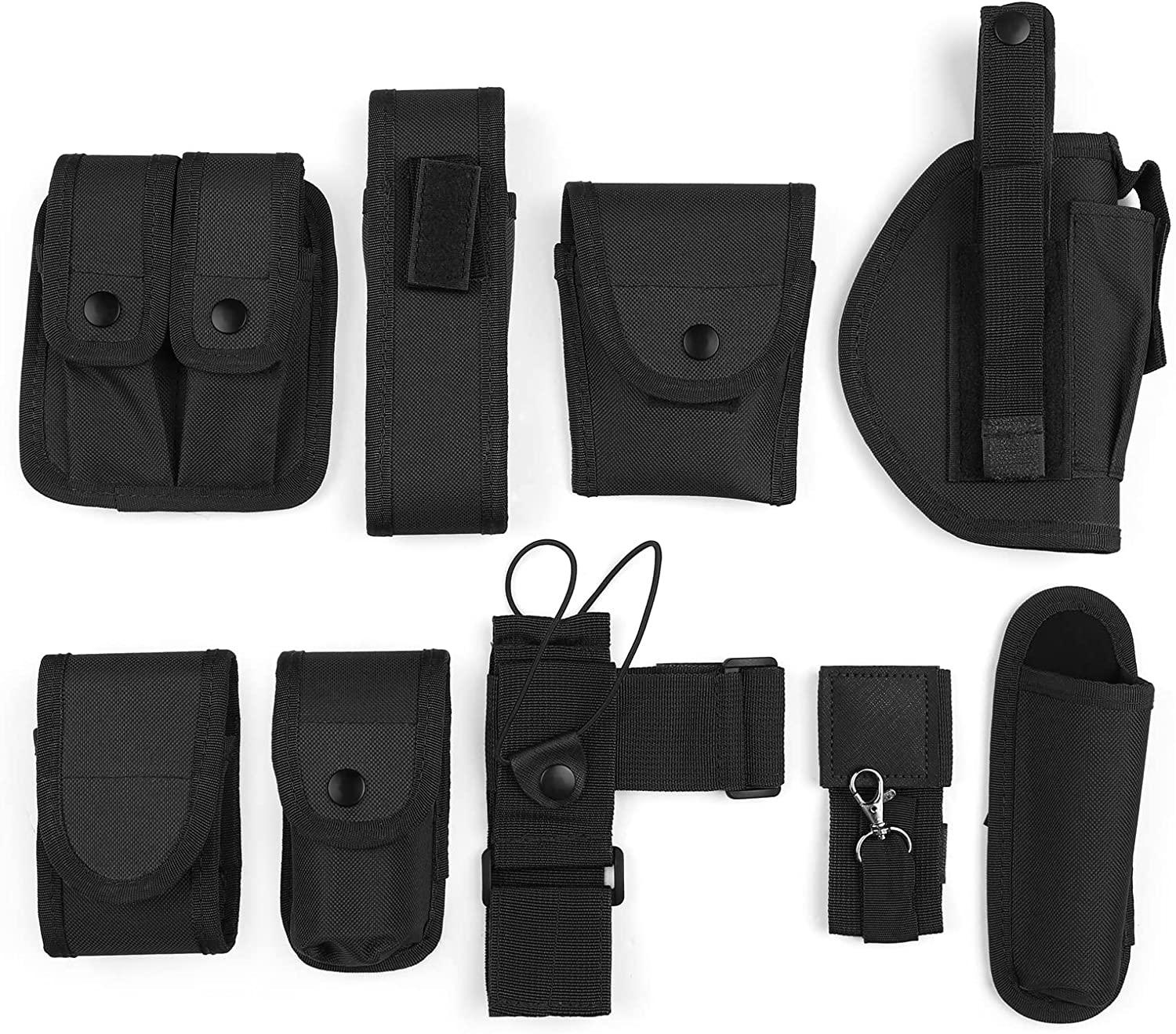 Lixada Duty Belt Modular Equipment System Security Utility Duty Belt with  Components Pouches Bags Holster Gear for Law Enforcement Guard Security  Hunting 10PCS 10pcs Kit Black