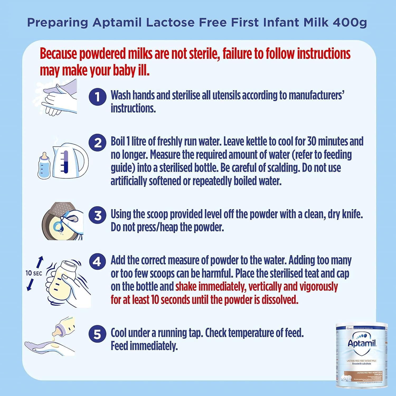 Aptamil Lactose Free Baby Milk Powder Formula from Birth 400 g