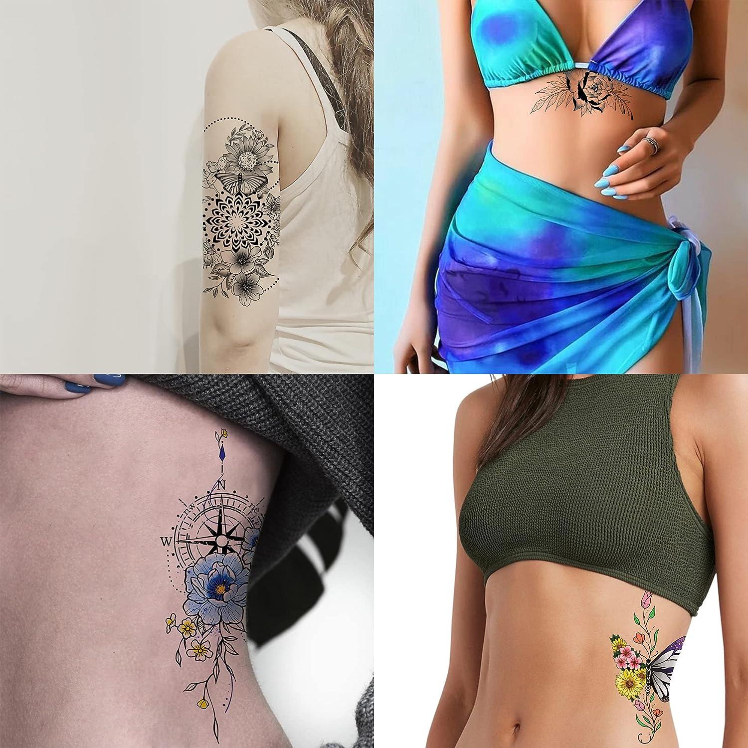 Mandala Temporary Tattoo Large Henna Arabic Underboob Back Chest Body Art  Womens